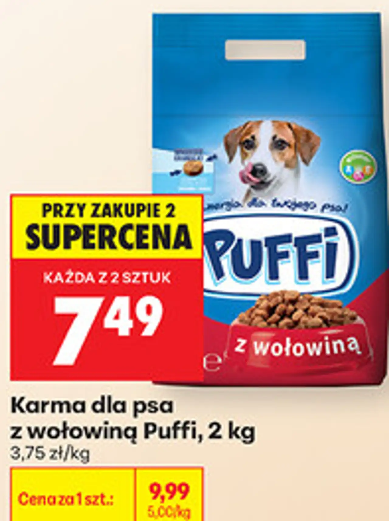 Karma dla psa z wołowiną Puffi, 2 kg