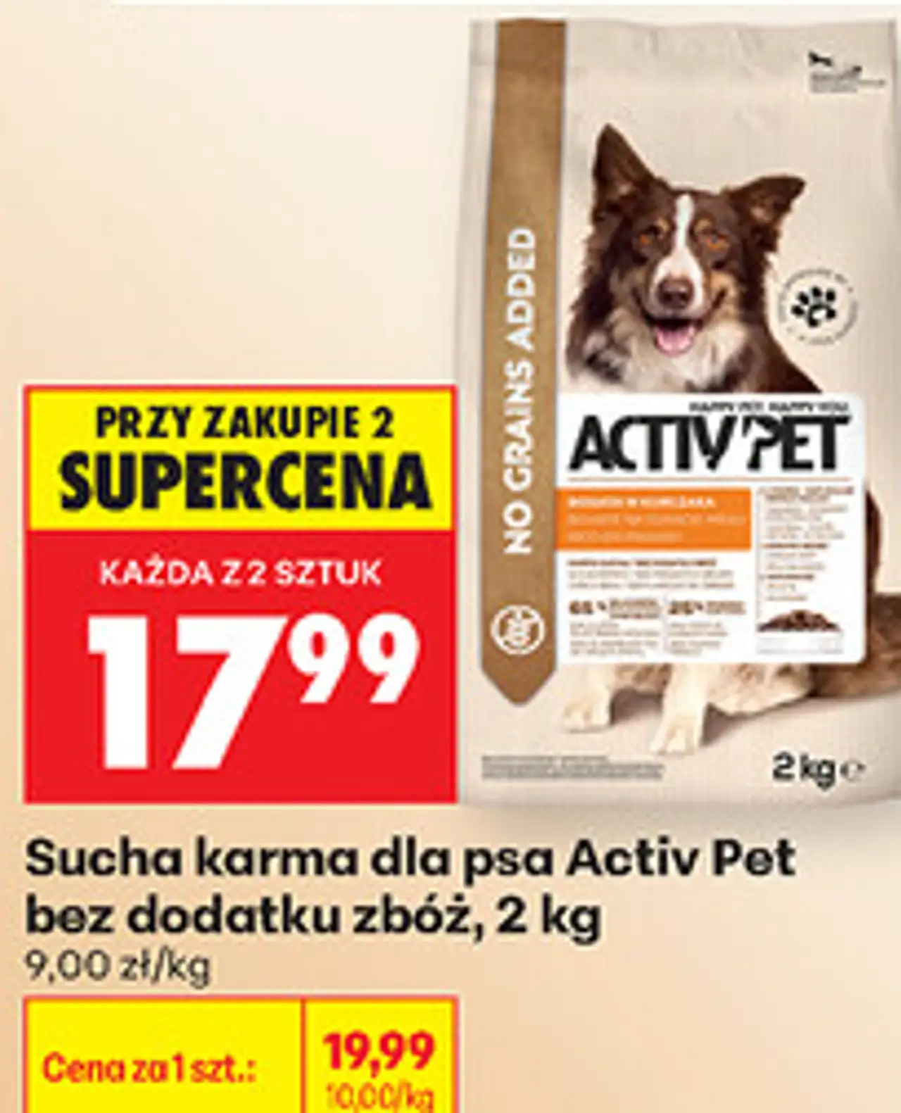 Sucha karma dla psa Activ Pet bez dodatku zbóż, 2 kg