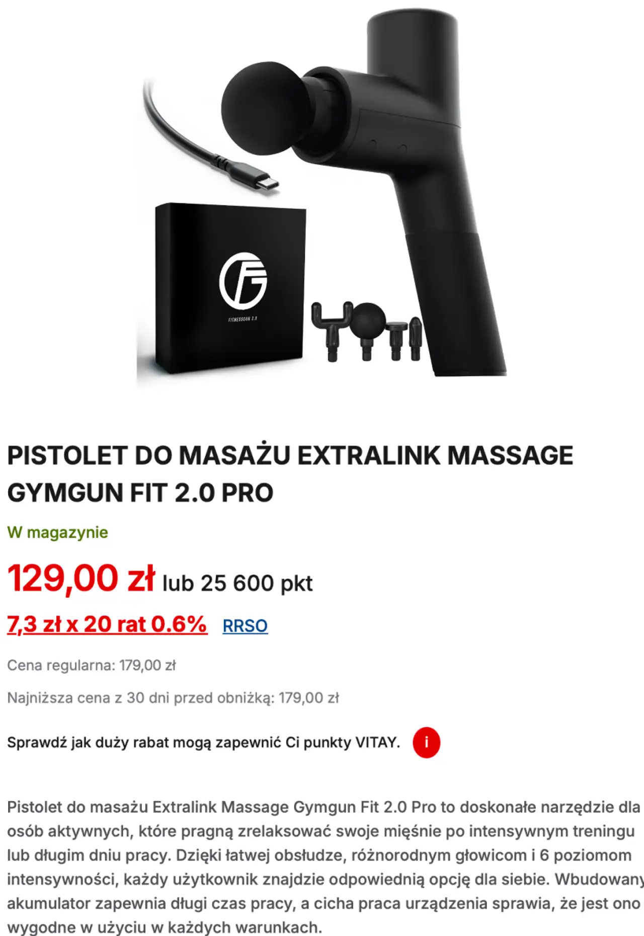 Pistolet do masażu Extralink Massage Gymgun Fit 2.0 Pro