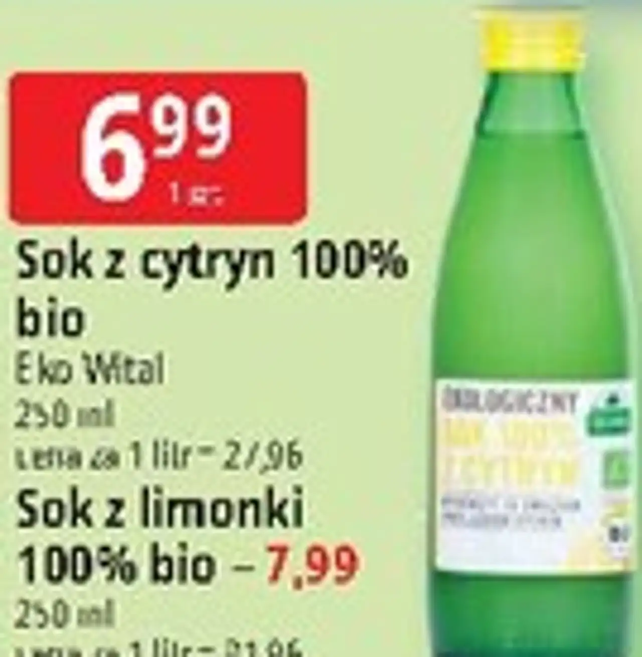 Sok z cytryn 100% bio / Sok z limonki 100% bio Eko Wital