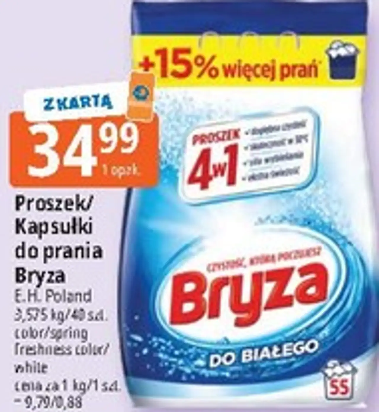 Proszek/Kapsułki do prania Bryza 4w1 do białego