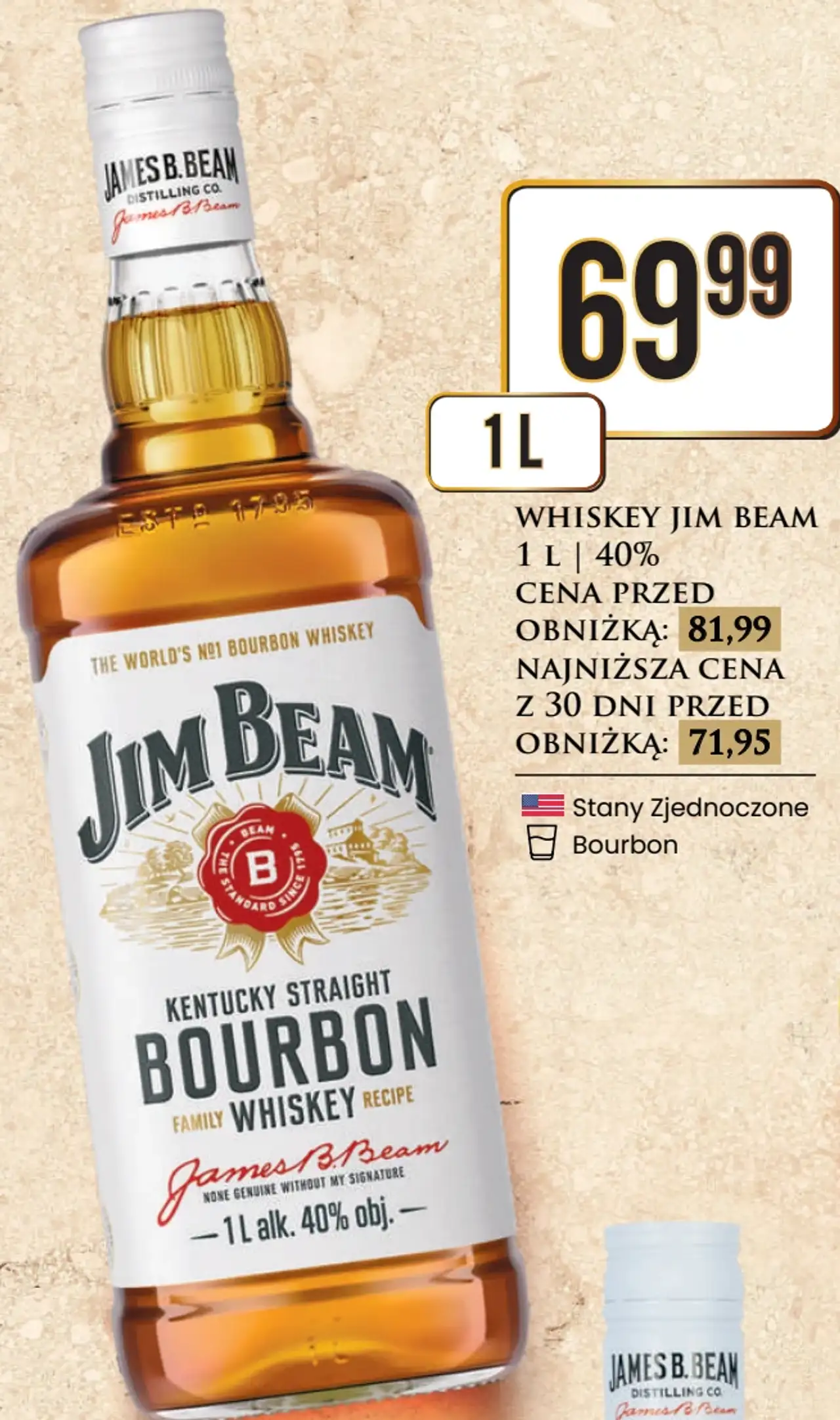 Whiskey Jim Beam Kentucky Straight Bourbon 1 L
