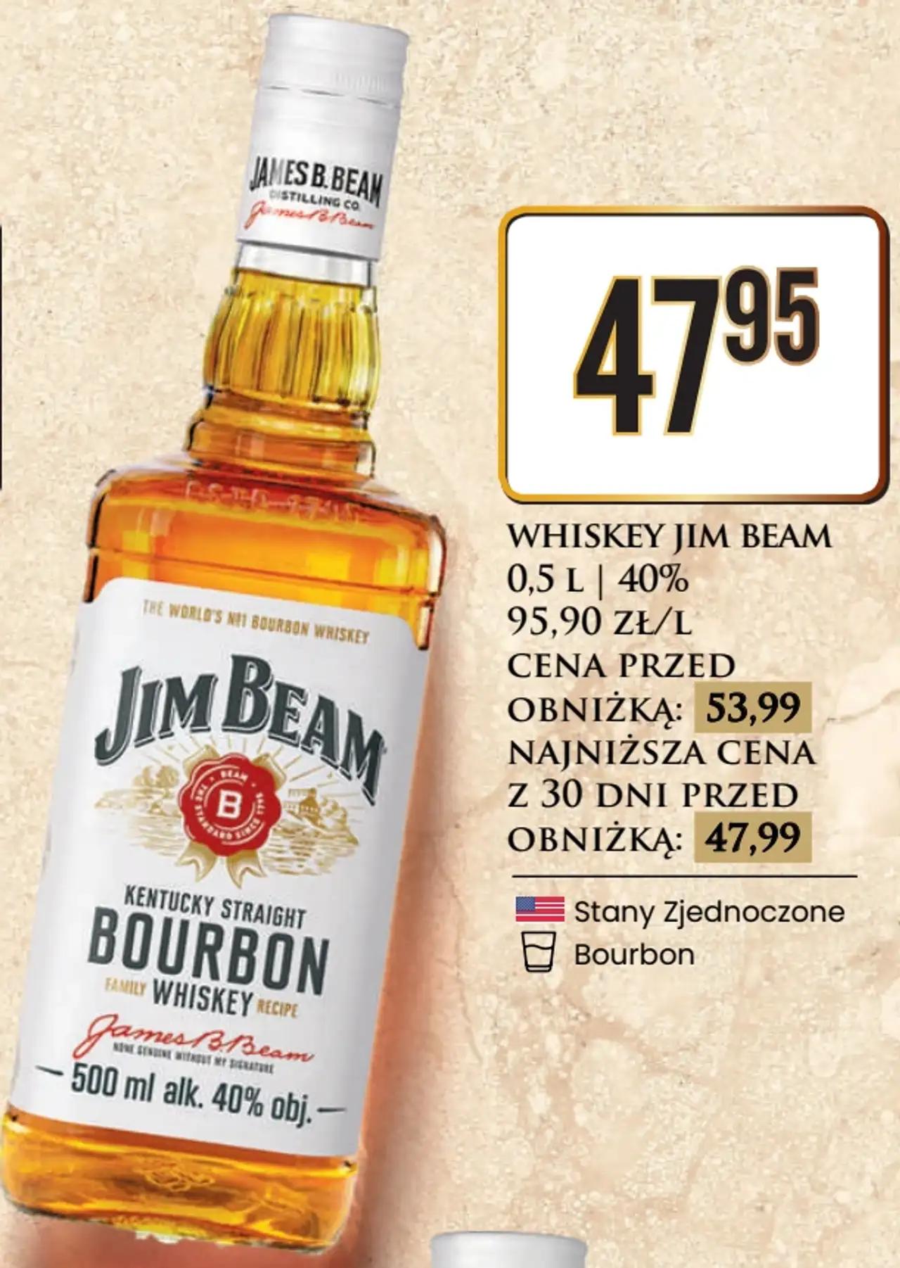 Whiskey Jim Beam Kentucky Straight Bourbon 0,5 L