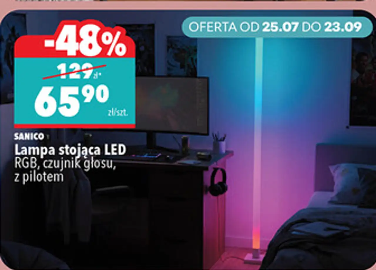SANICO Lampa stojąca LED RGB, czujnik głosu, z pilotem