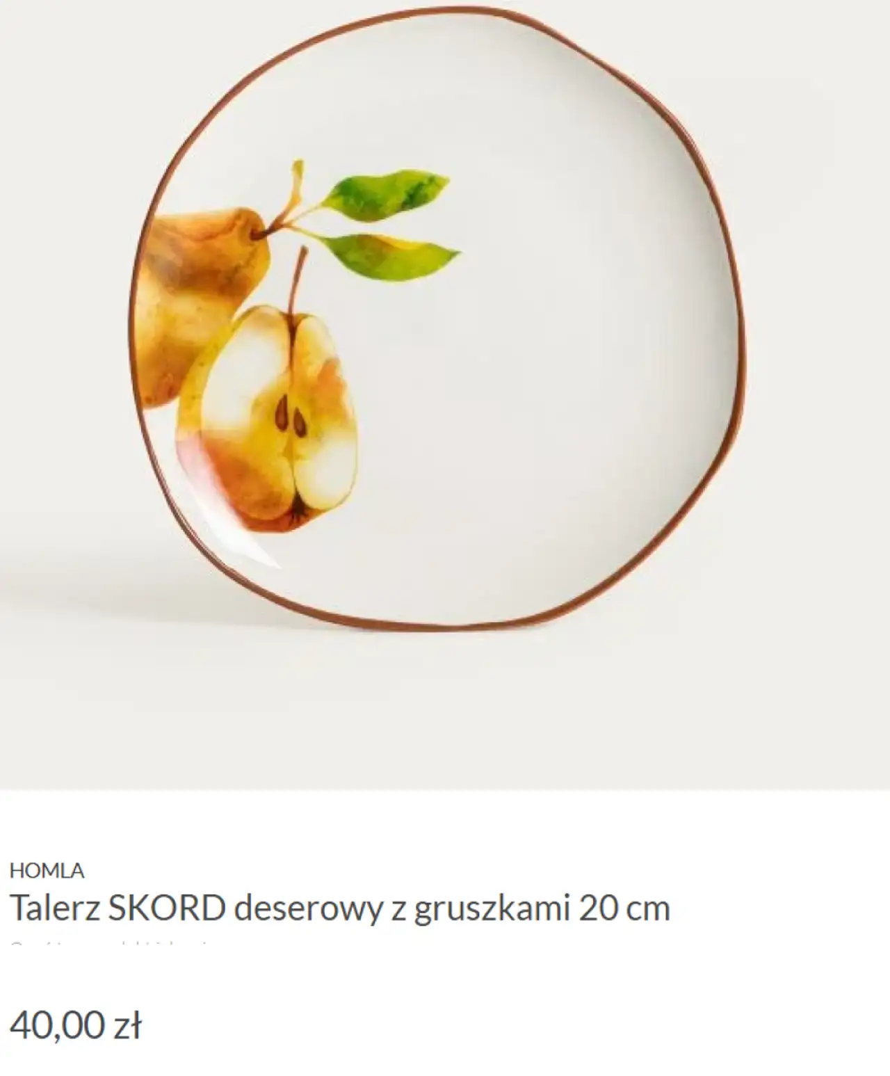 HOMLA Talerz SKORD deserowy z gruszkami 20 cm