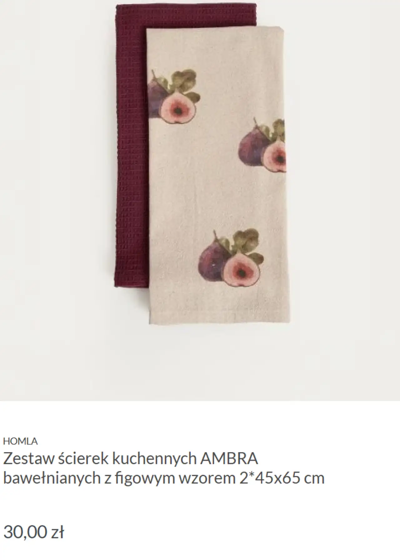 HOMLA Zestaw ścierek kuchennych AMBRA bawełnianych z figowym wzorem 2*45x65 cm