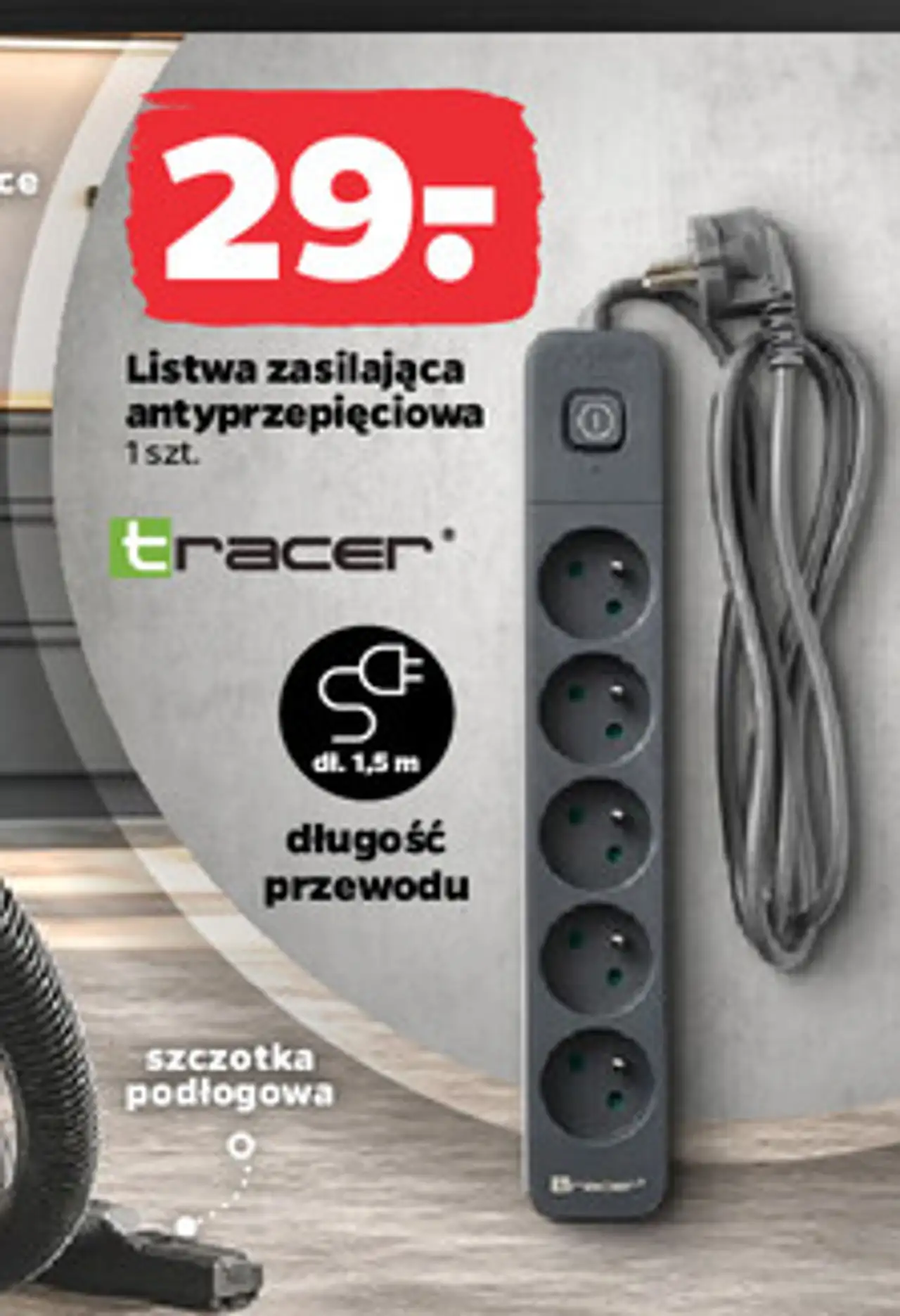 Listwa przeciwprzepięciowa powerchest 1.5 czarna Tracer