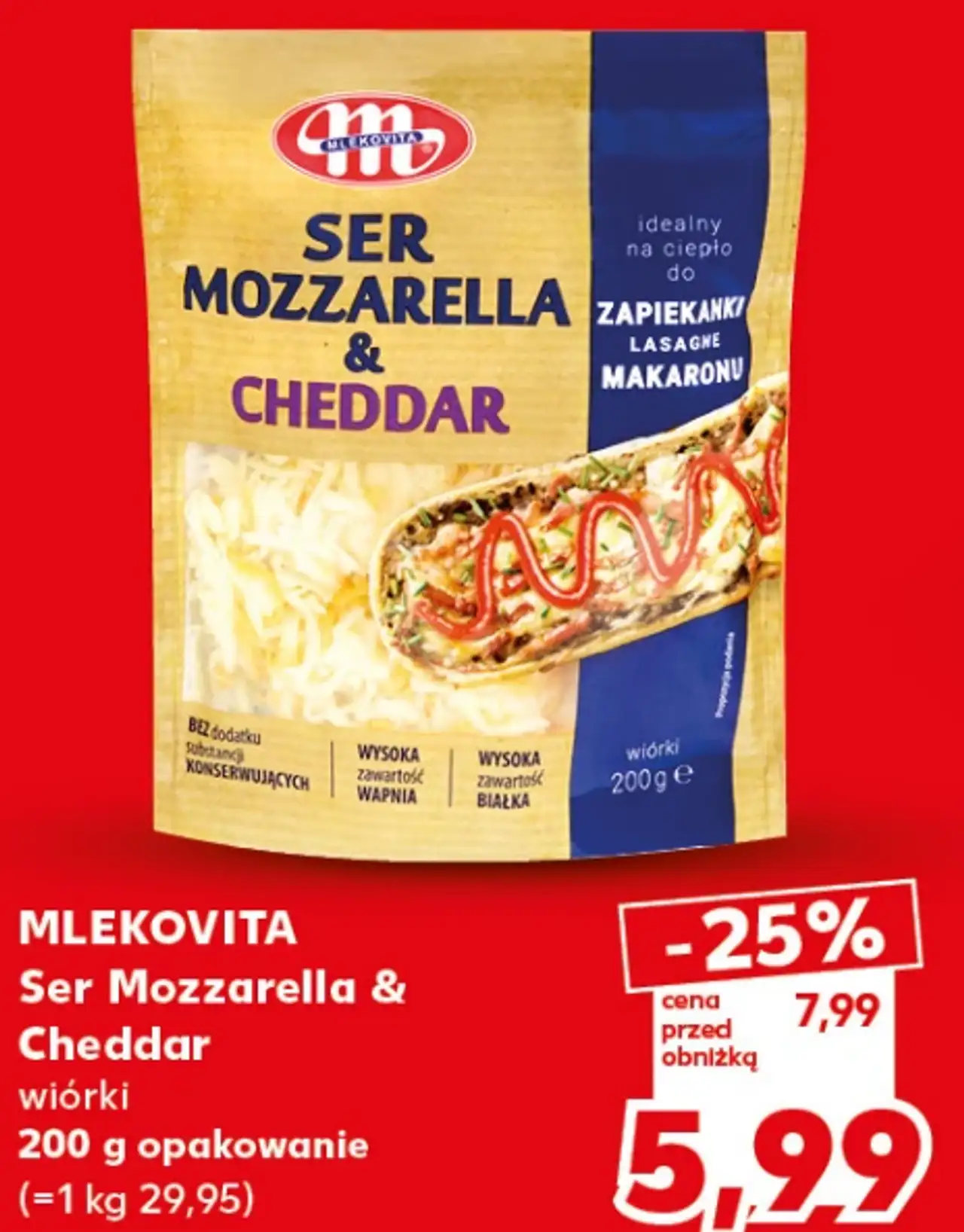 Mlekovita Ser Mozzarella & Cheddar wiórki 200 g