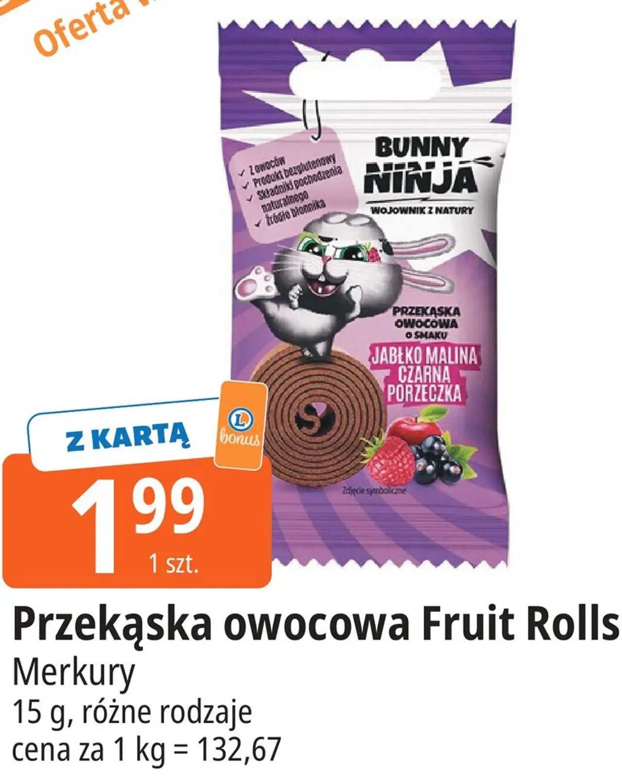 Bunny Ninja Przekąska owocowa Fruit Rolls
