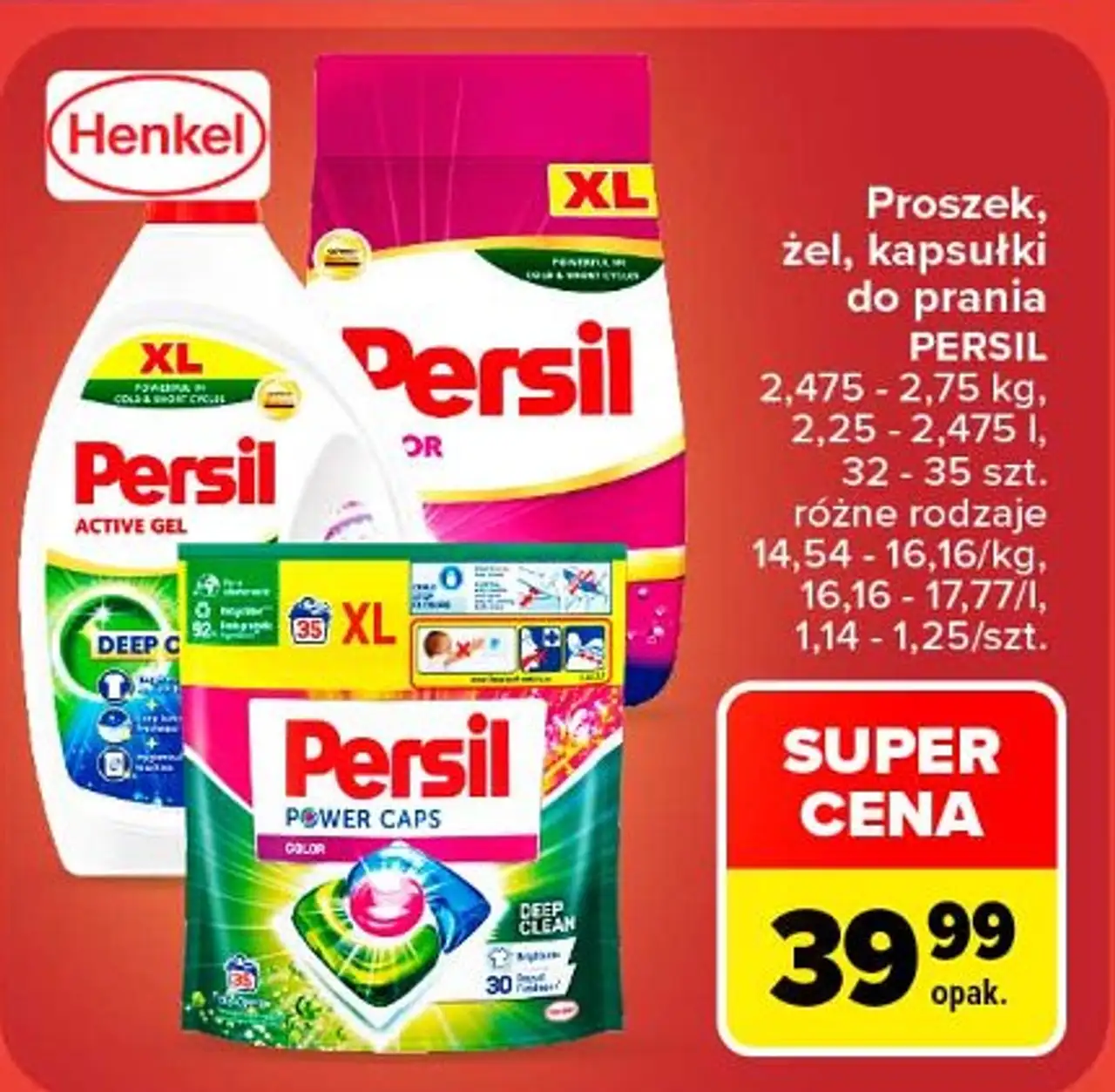Proszek, żel, kapsułki do prania PERSIL