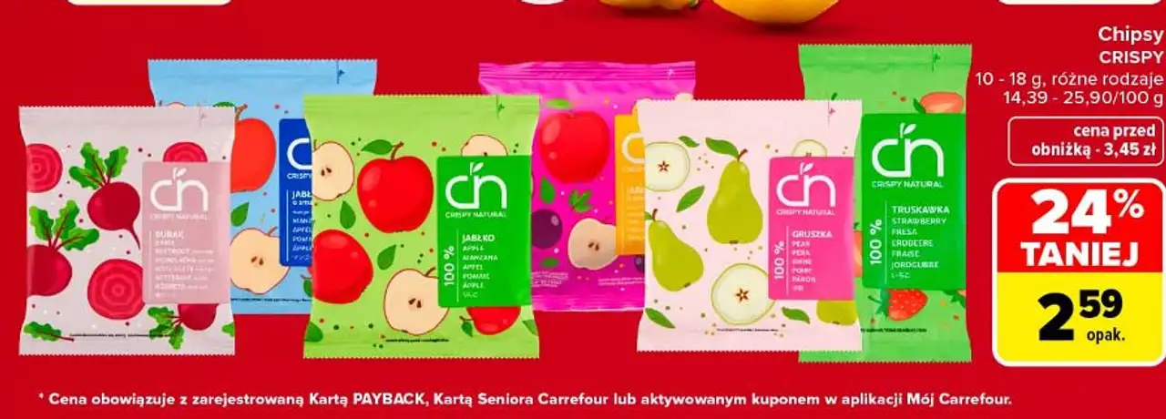 Chipsy jabłkowe o smaku owoców leśnych Crispy Natural