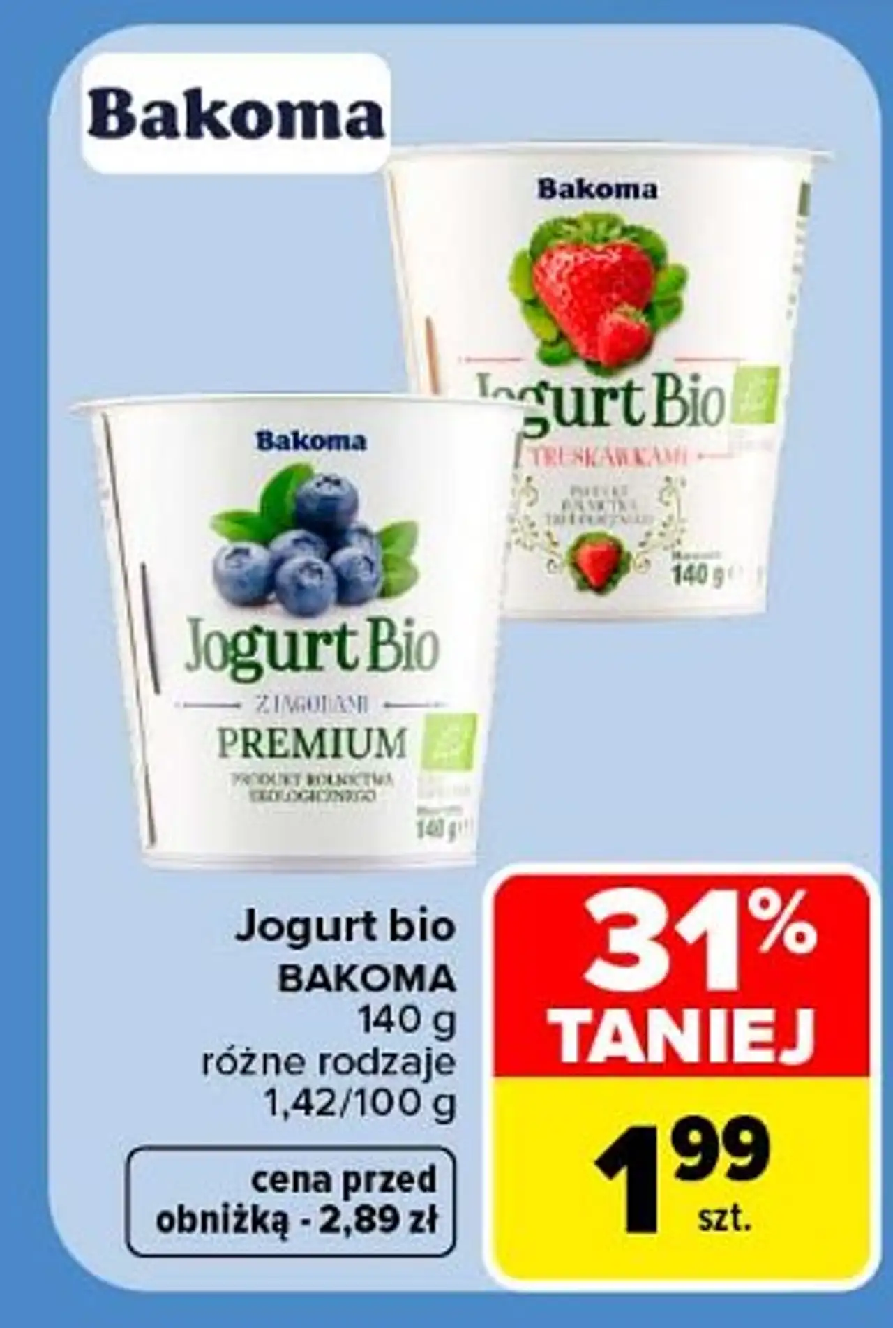 Jogurt z jagodami Bakoma Bio