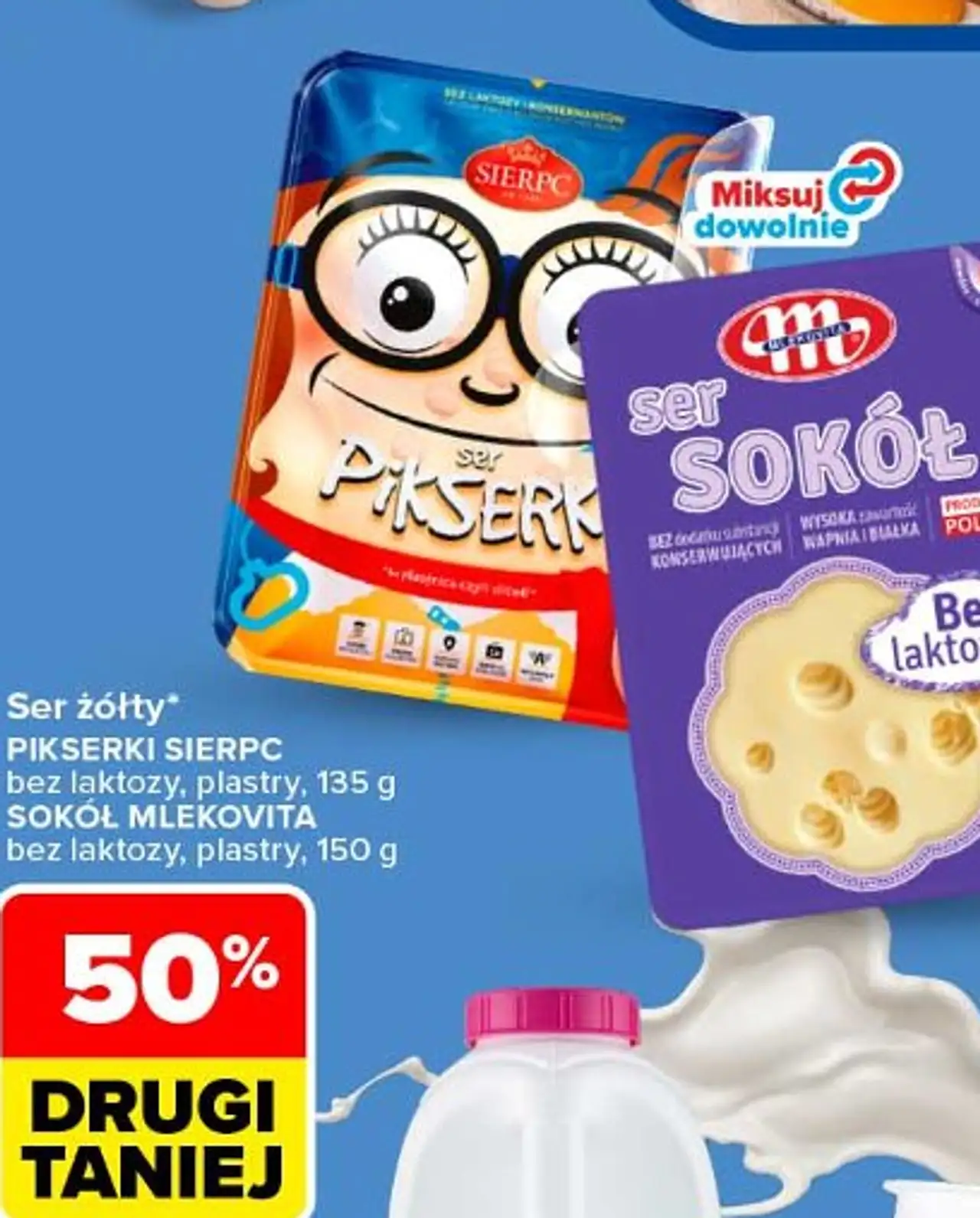 Ser żółty Pikserki Sierpc / Sokół Mlekovita bez laktozy