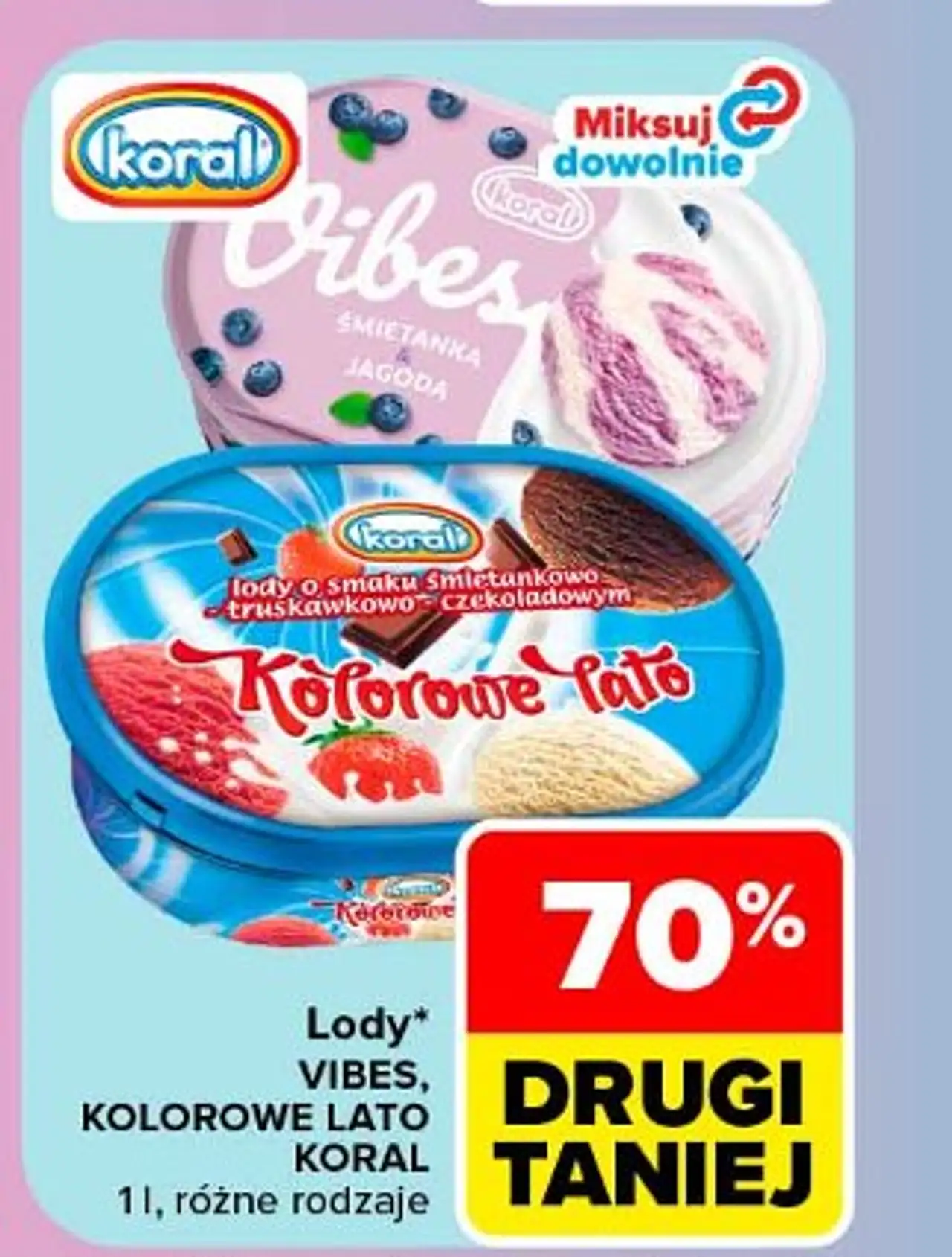 Lody śmietankowo-truskawkowo-czekoladowe Koral Kolorowe Lato