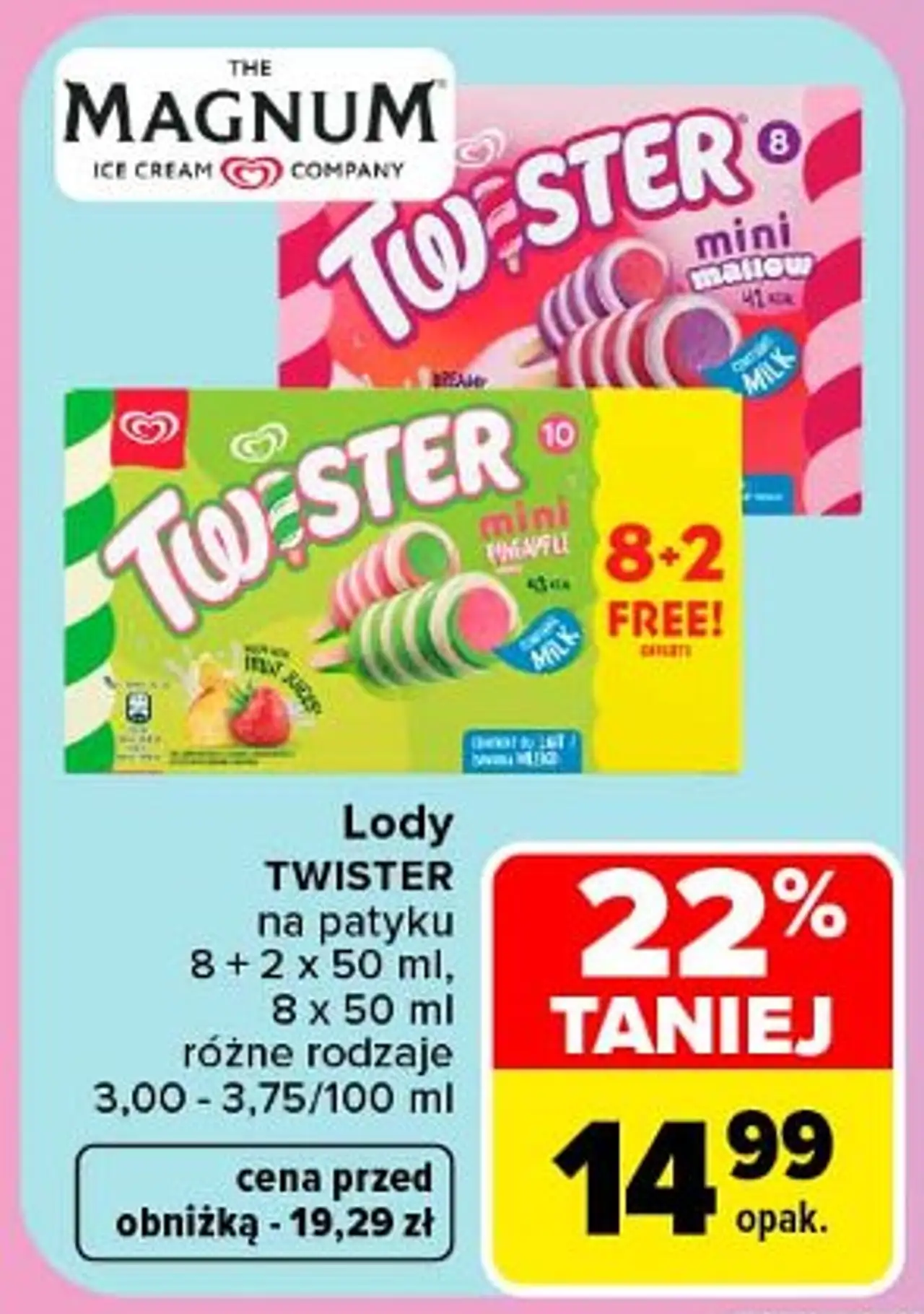 Lód mini mallow Algida Twister