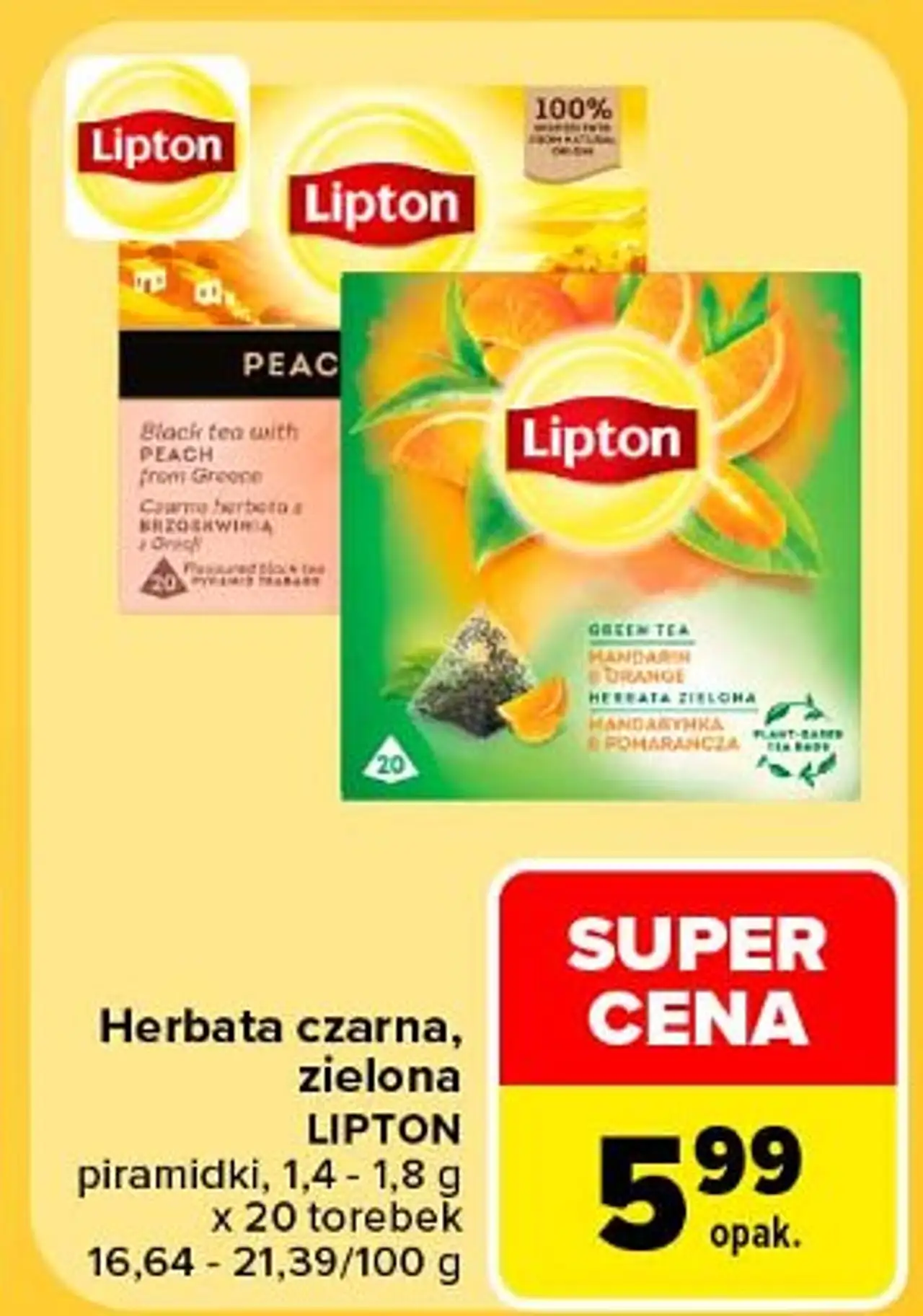 Herbata brzoskwinia i mango Lipton Fruit Infusion