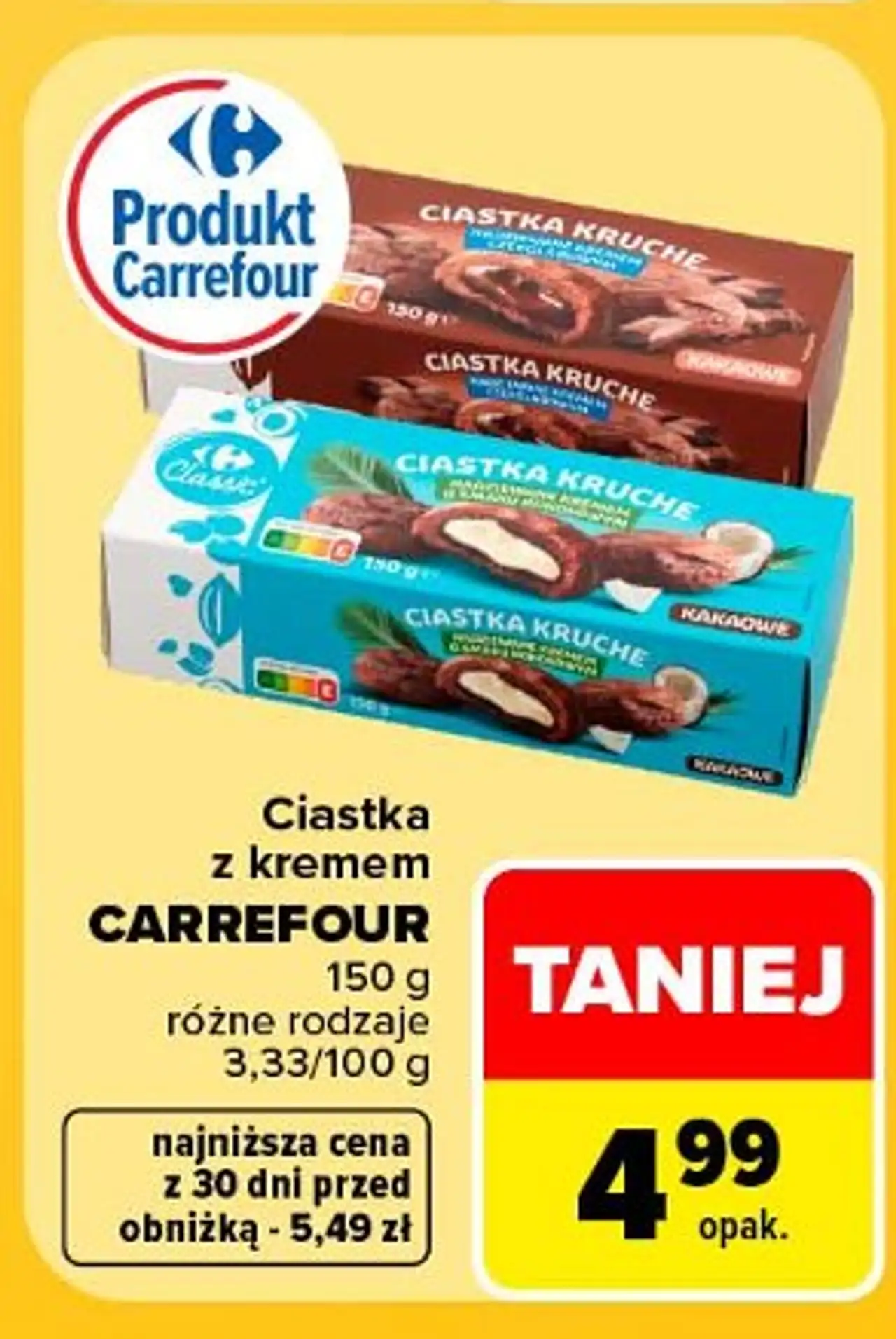 Ciastka kruche z kremem czekoladowym Carrefour Classic