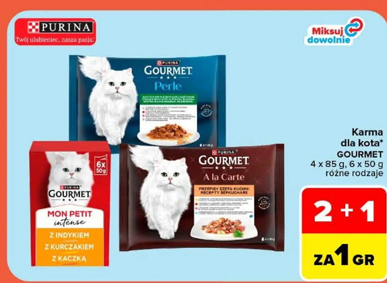 Karma dla kota kaczka + kurczak indyk Purina Gourmet Mon Petit