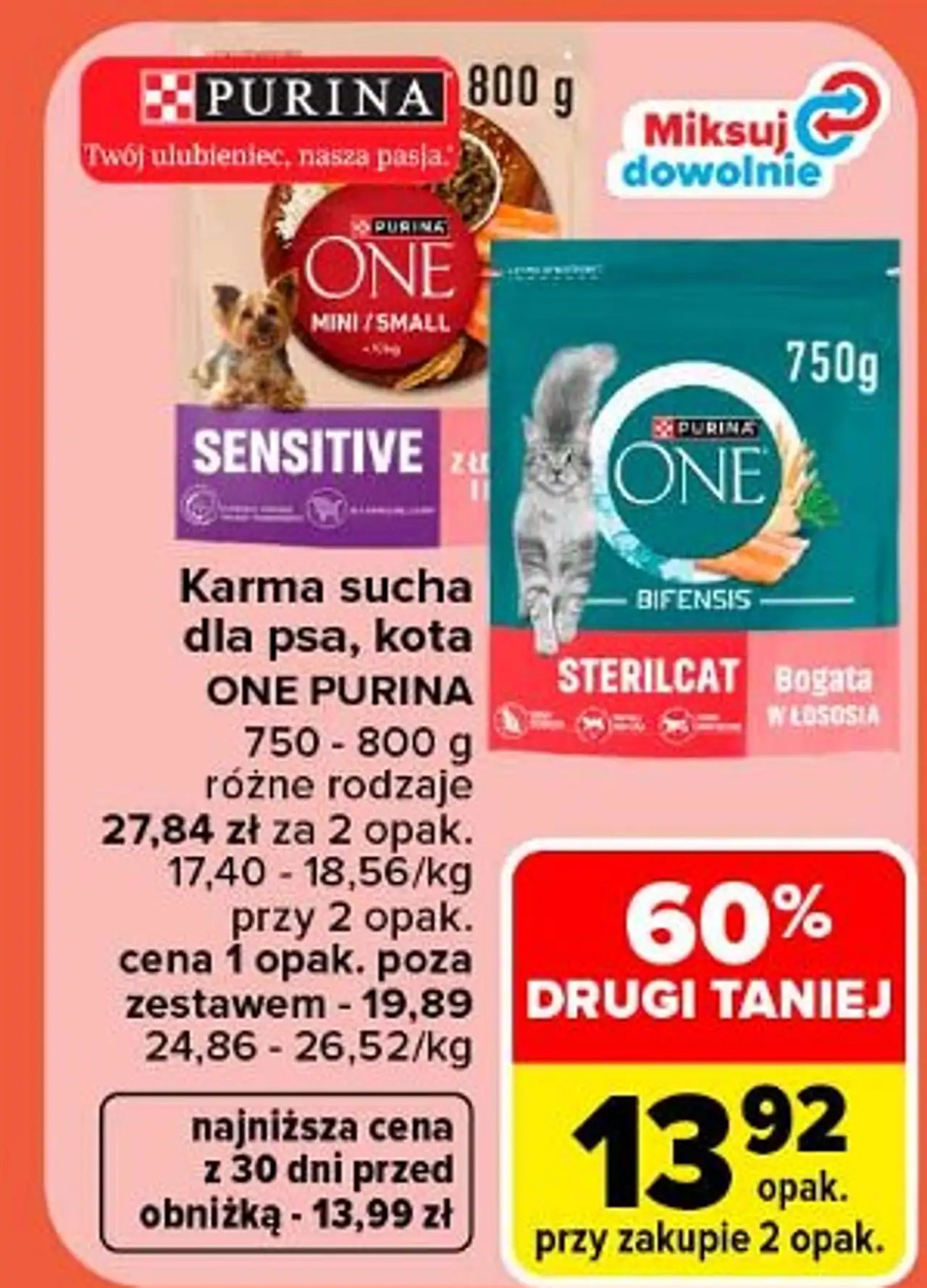 Karma dla psa mini/small <10 kg sensitive łosoś z ryżem (delicate) Purina One