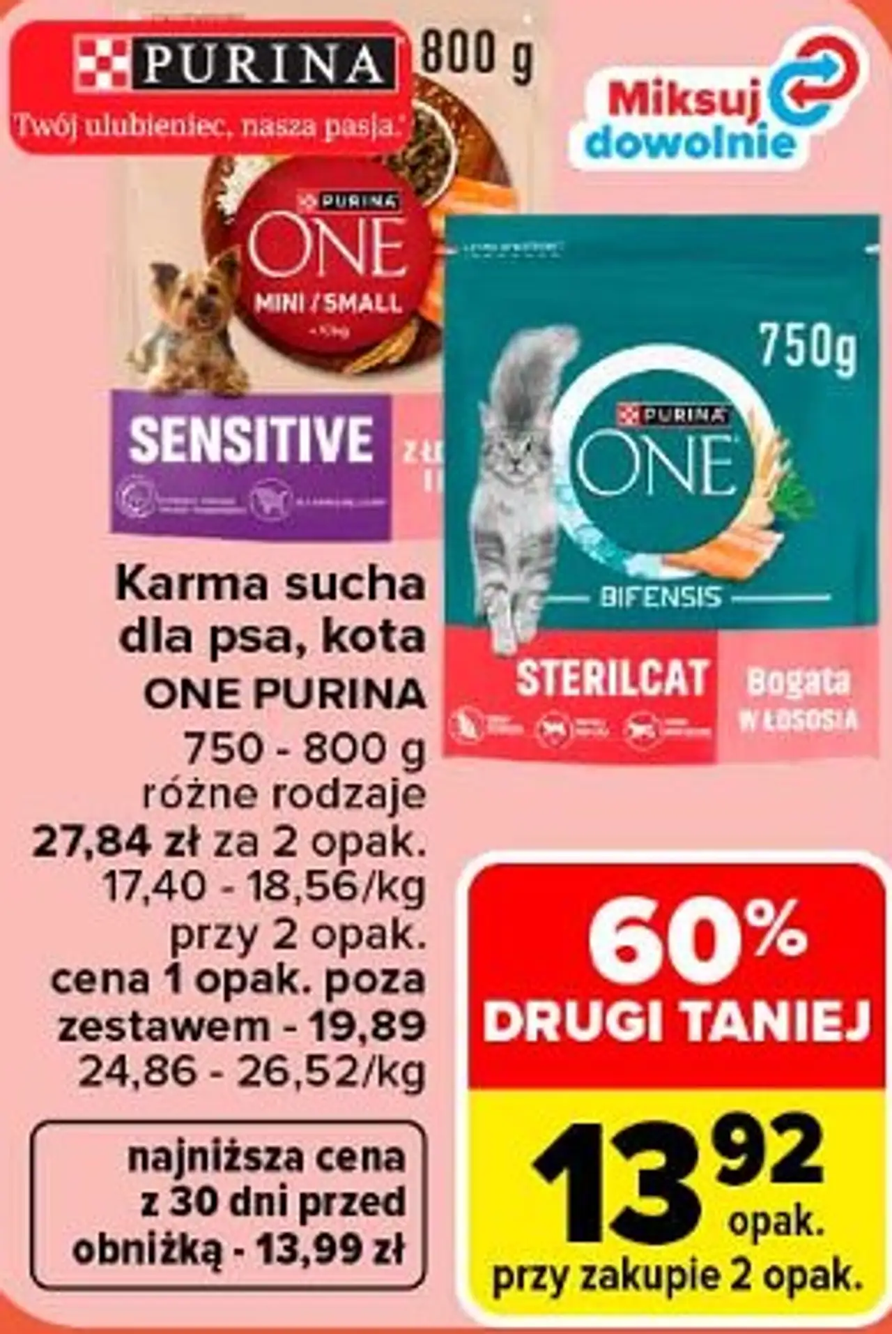 Karma sucha dla psa, kota ONE PURINA