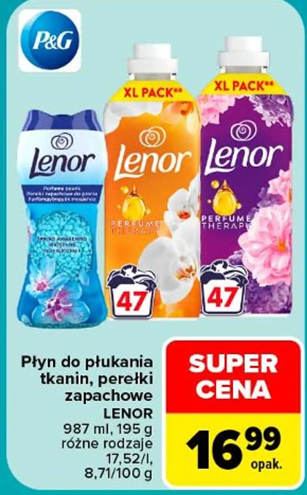 Płyn do płukania tkanin, perełki zapachowe Lenor