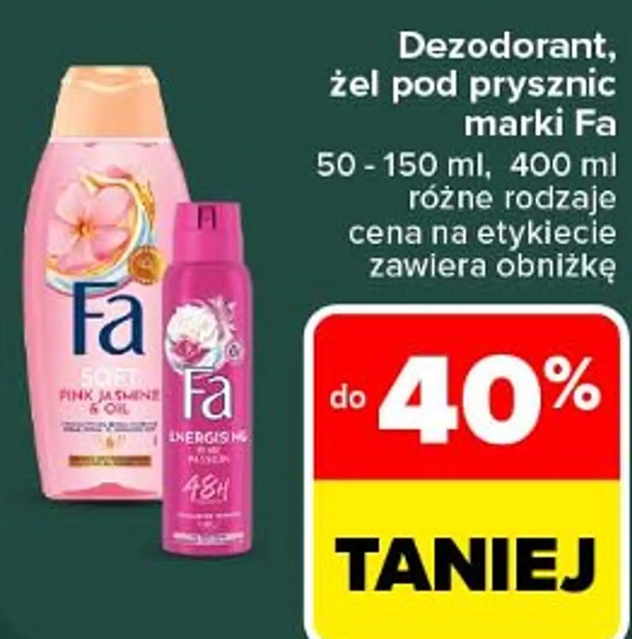 Dezodorant, żel pod prysznic marki Fa