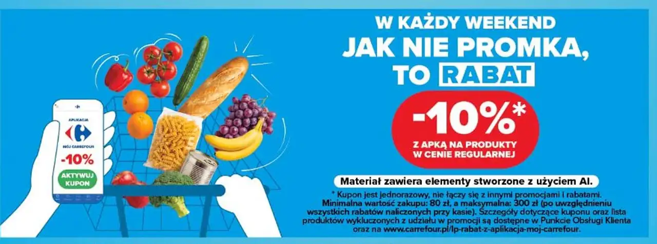 Rabat -10% z apką na produkty w cenie regularnej w każdy weekend