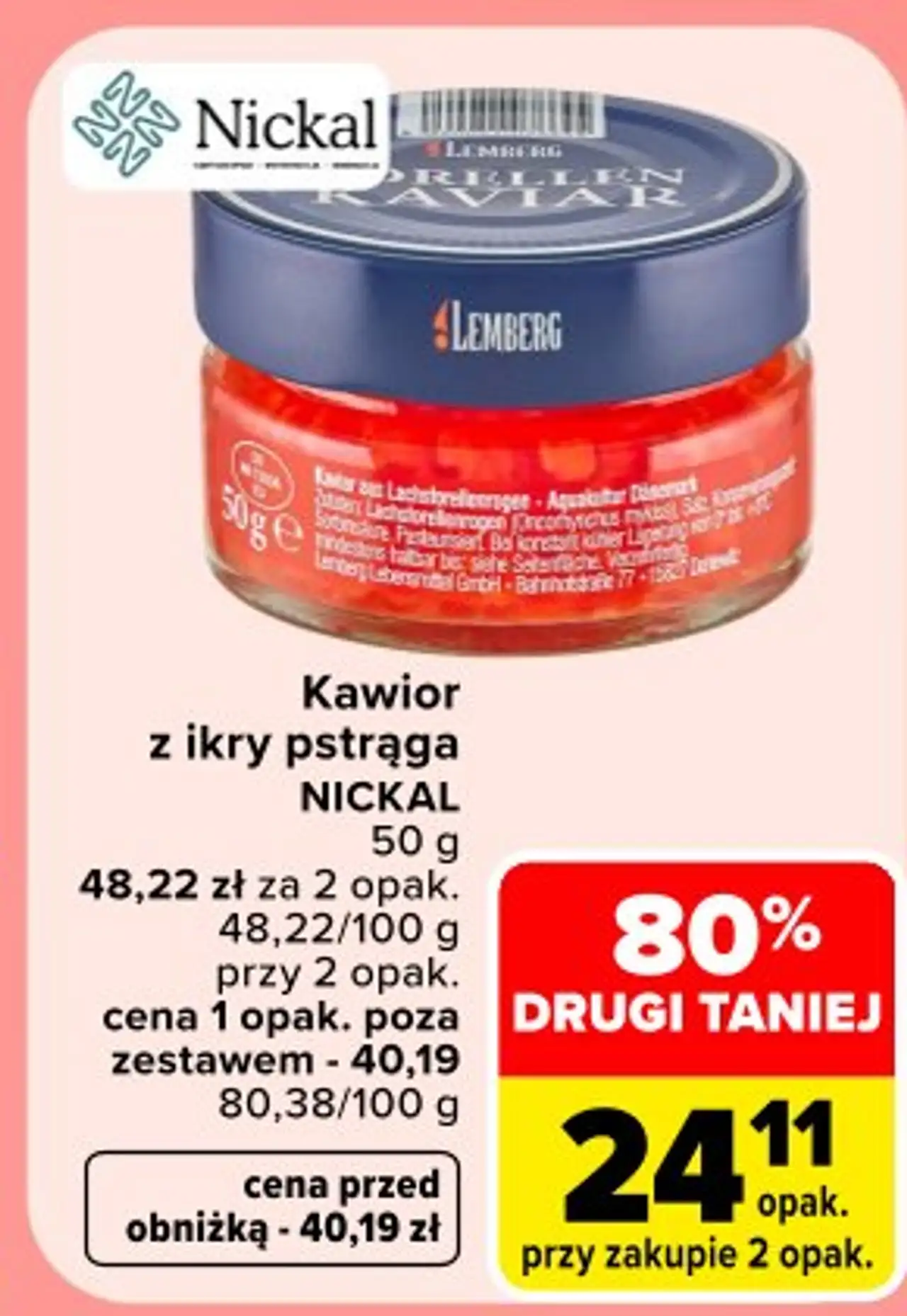 Kawior z ikry pstrąga NICKAL