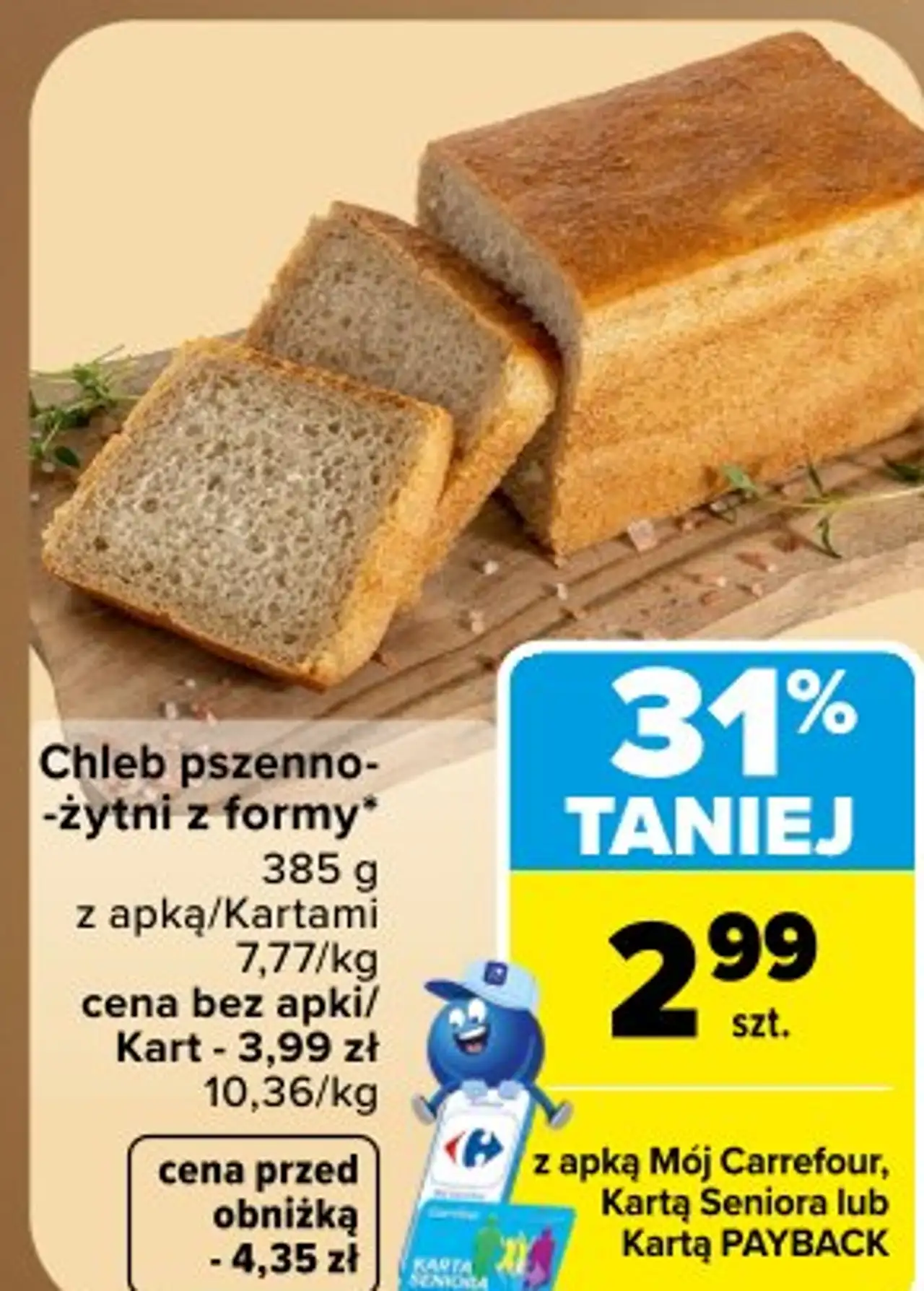 Chleb pszenno-żytni z formy*