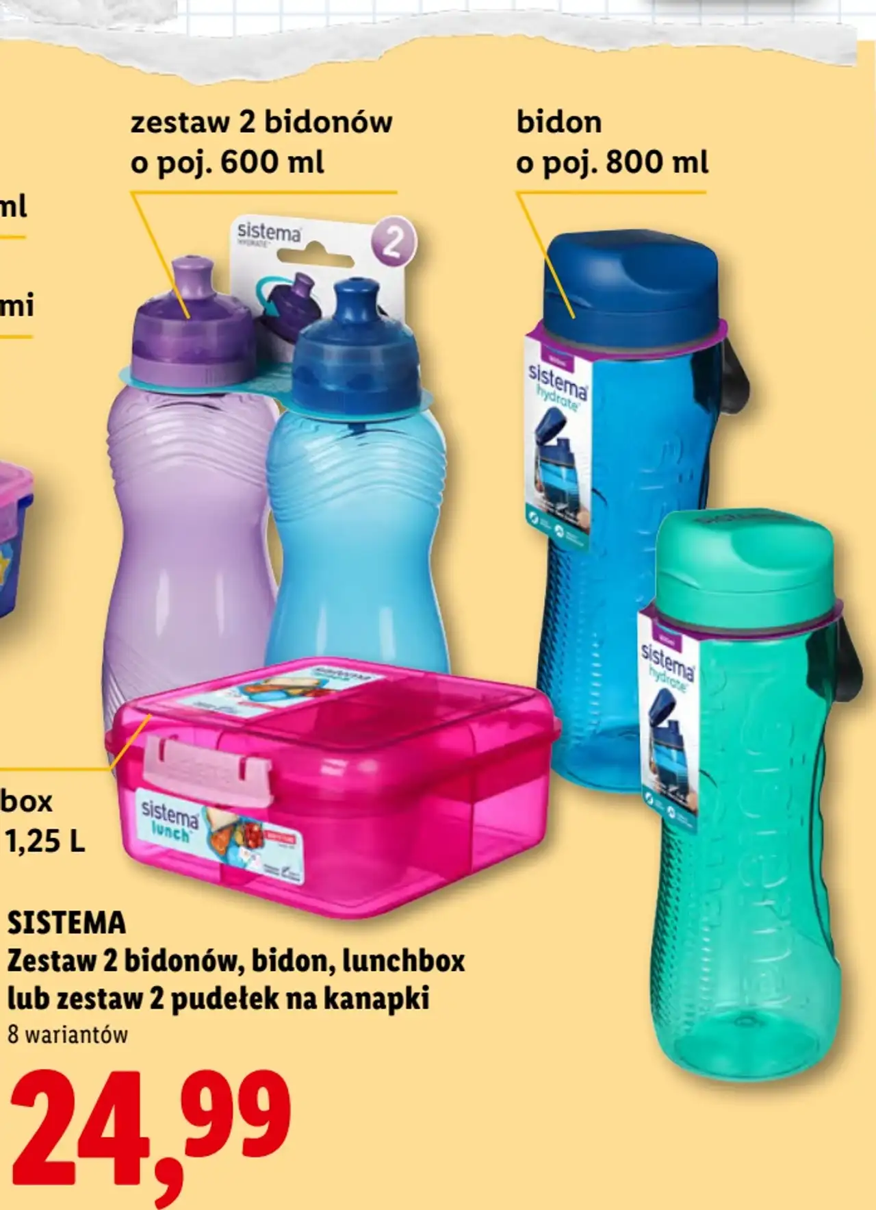 Sistema Zestaw 2 bidonów, bidon, lunchbox lub zestaw 2 pudełek na kanapki