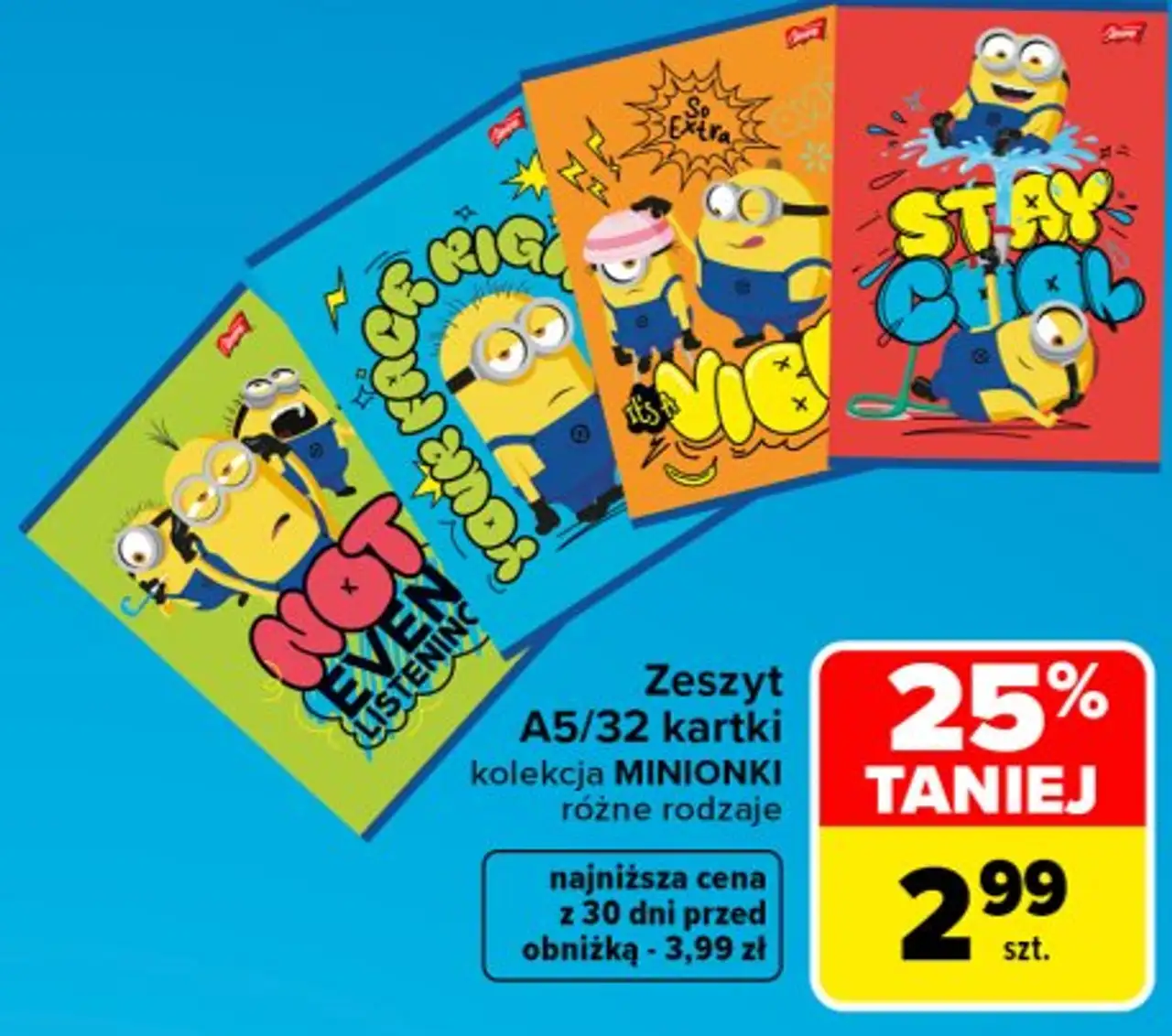 Zeszyt A5/32 kartki kolekcja MINIONKI różne rodzaje