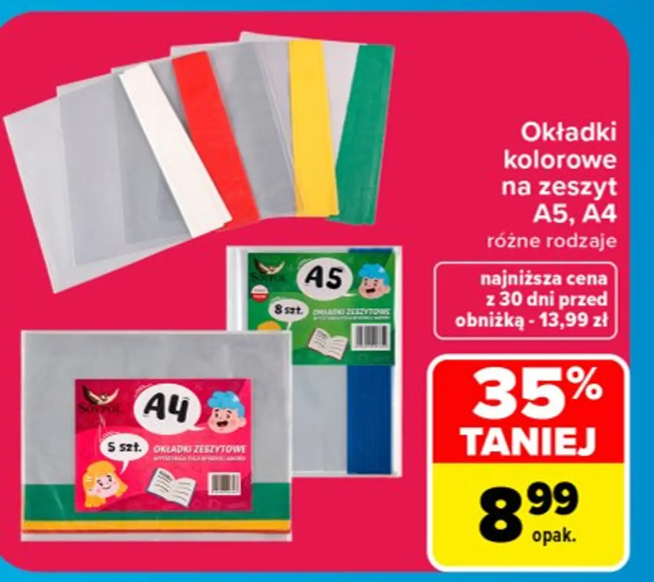 Okładki kolorowe na zeszyt A5, A4 różne rodzaje