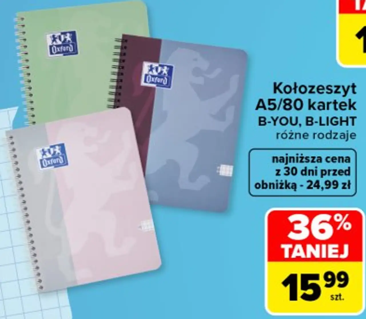 Kołozeszyt A5/80 kartek Oxford B-YOU, B-LIGHT