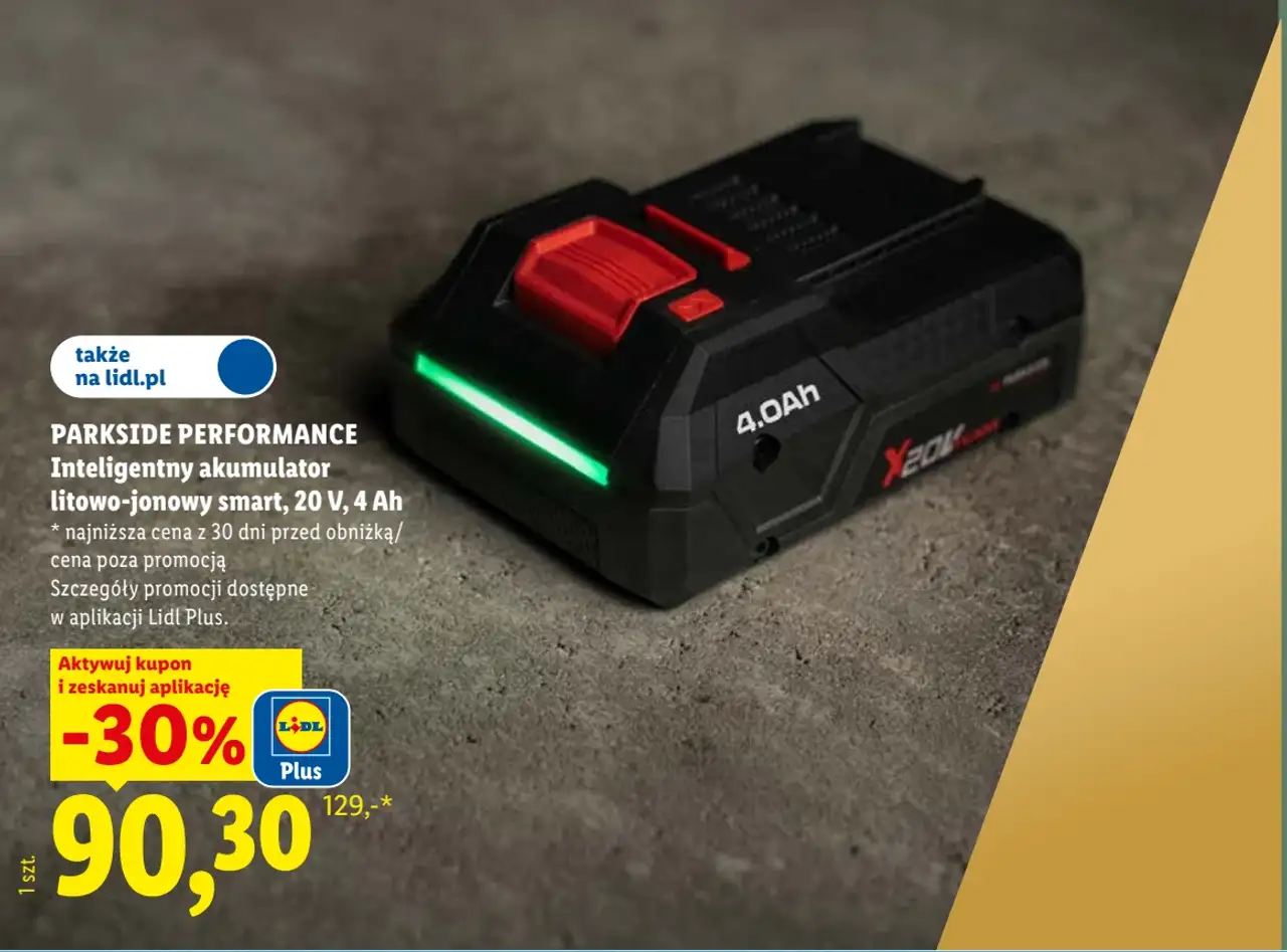 PARKSIDE PERFORMANCE Inteligentny akumulator litowo-jonowy smart, 20 V, 4 Ah