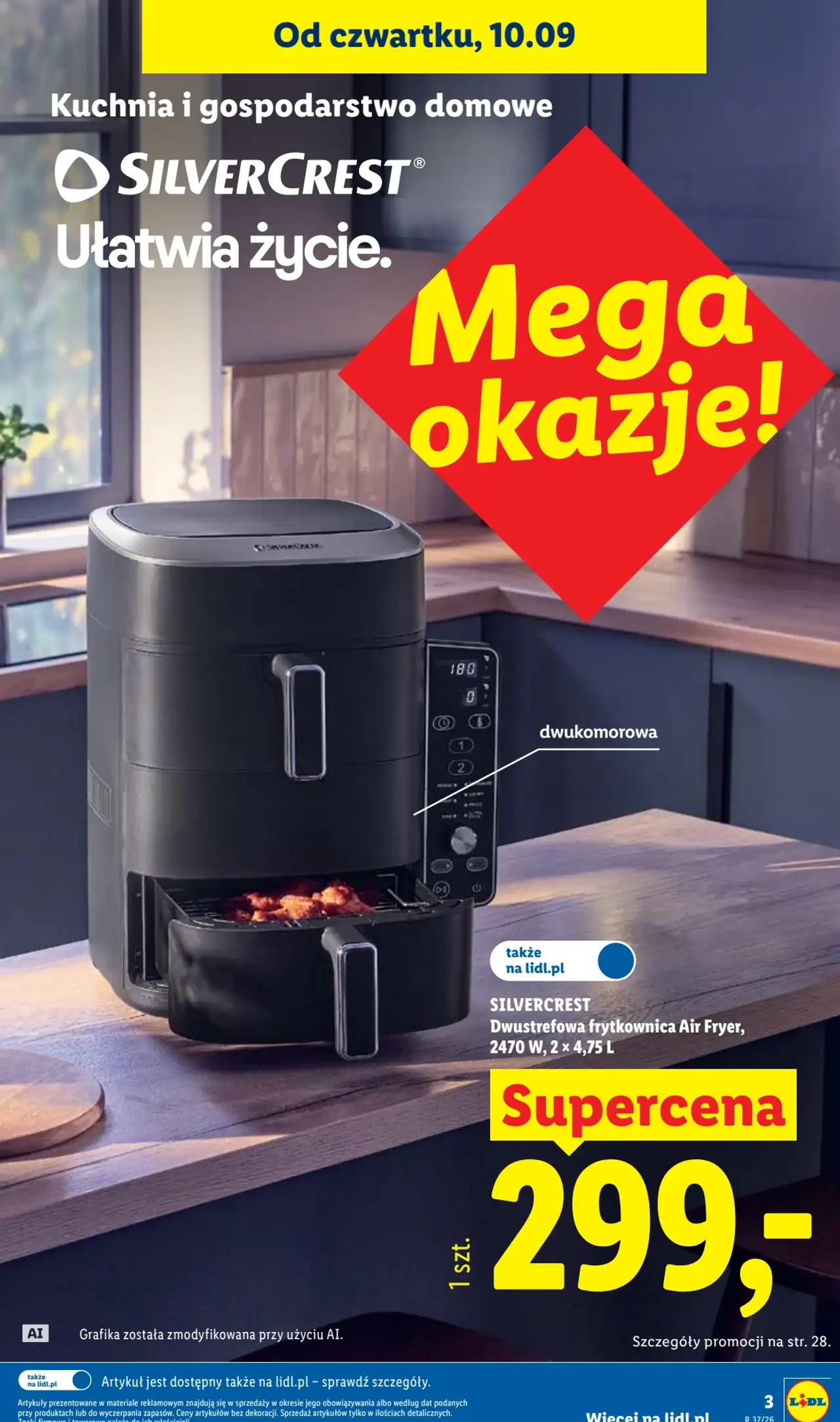 SILVERCREST Dwustrefowa frytkownica Air Fryer, 2470 W, 2 x 4,75 L