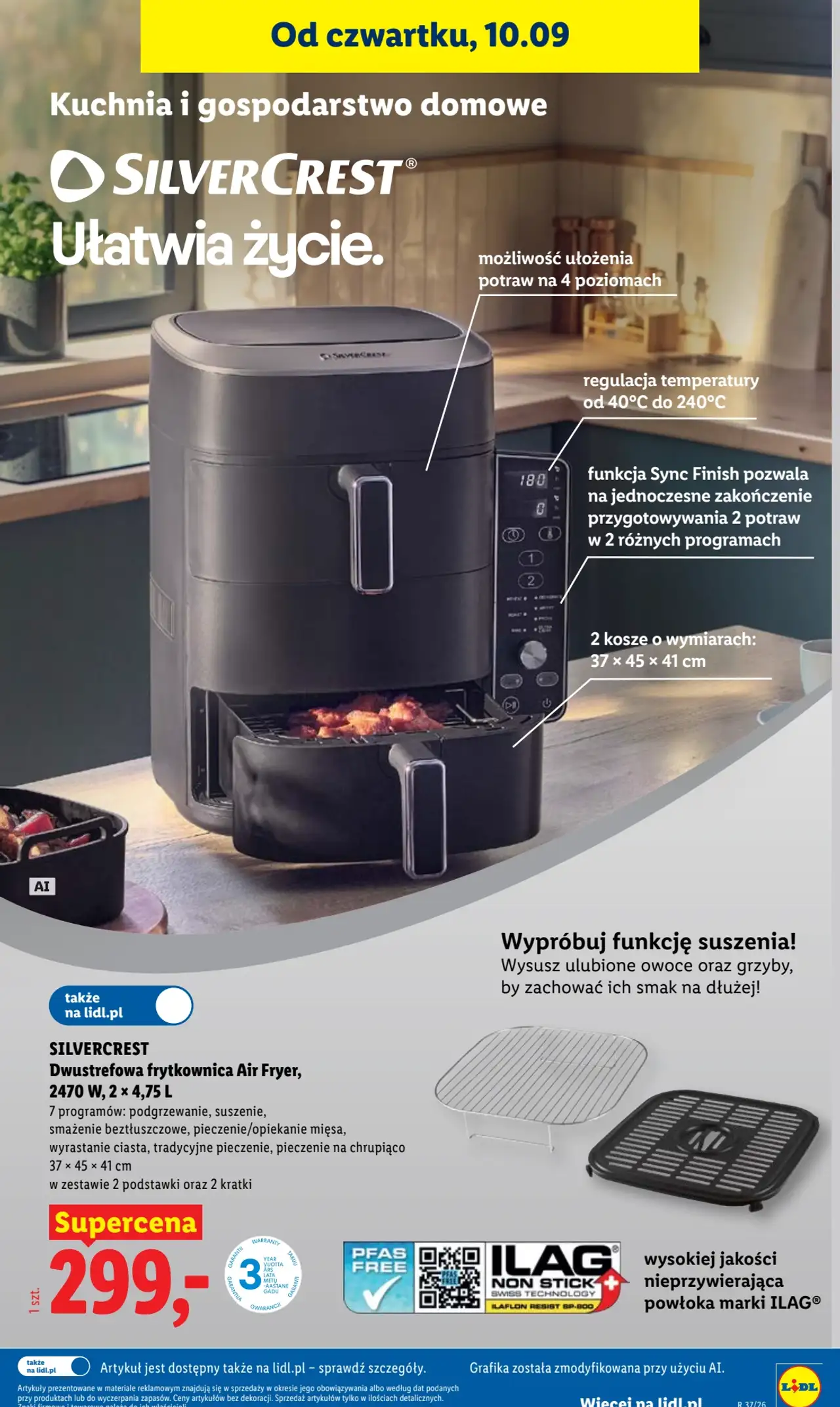 SILVERCREST Dwustrefowa frytkownica Air Fryer, 2470 W, 2 × 4,75 L