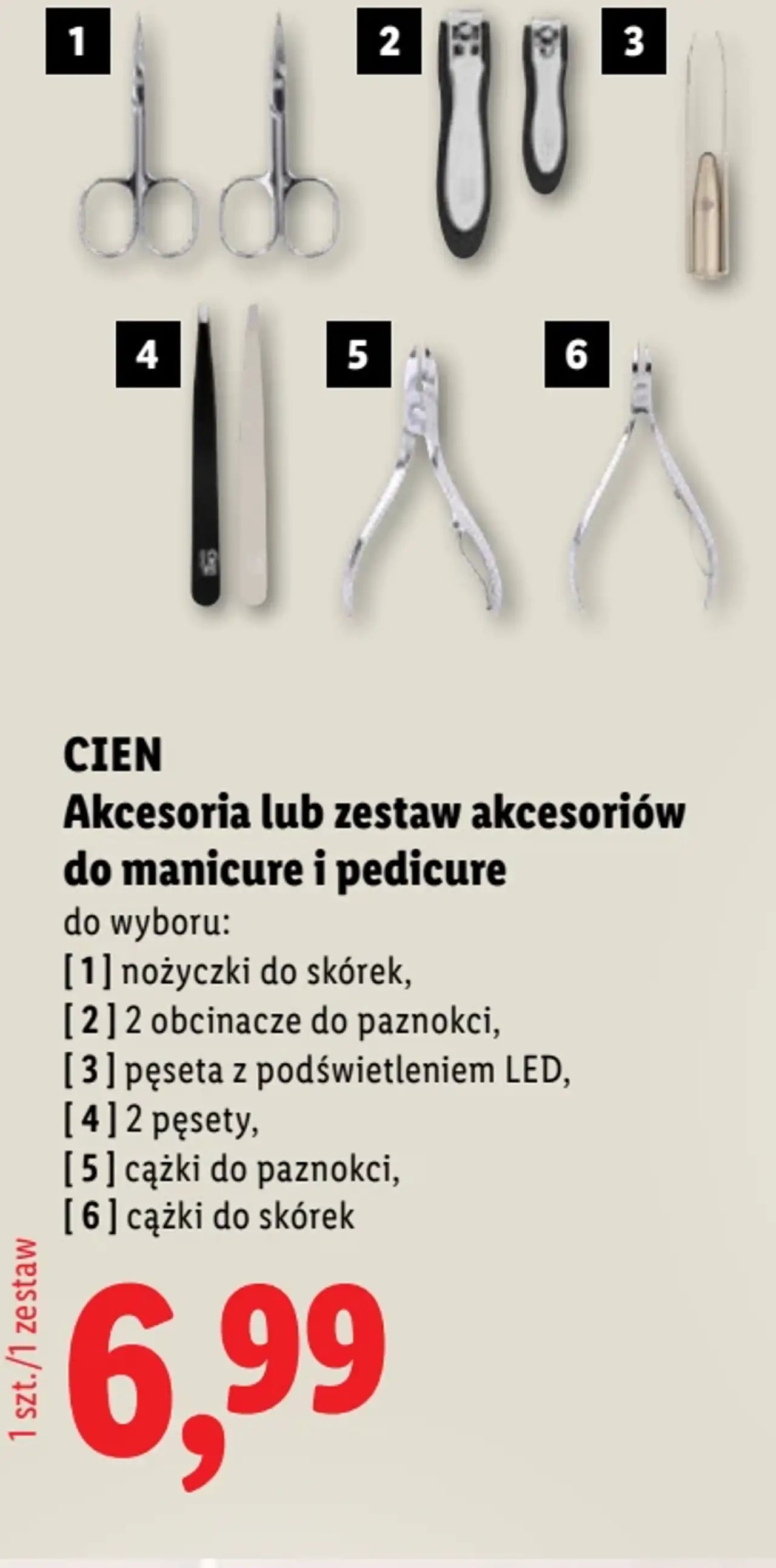 Cien Akcesoria lub zestaw akcesoriów do manicure i pedicure