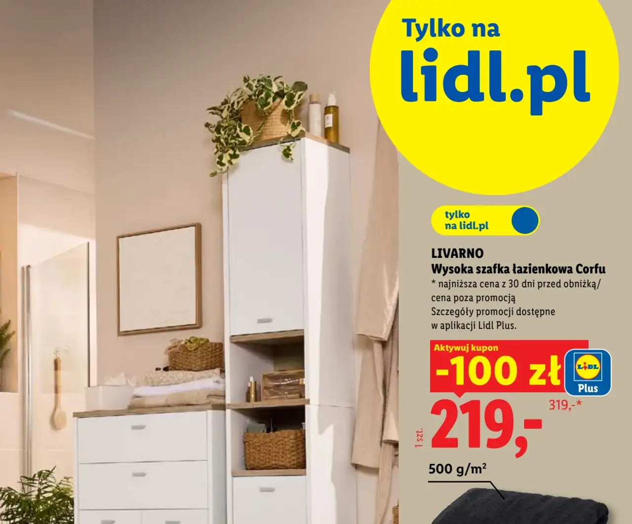 Wysoka szafka łazienkowa Corfu LIVARNO