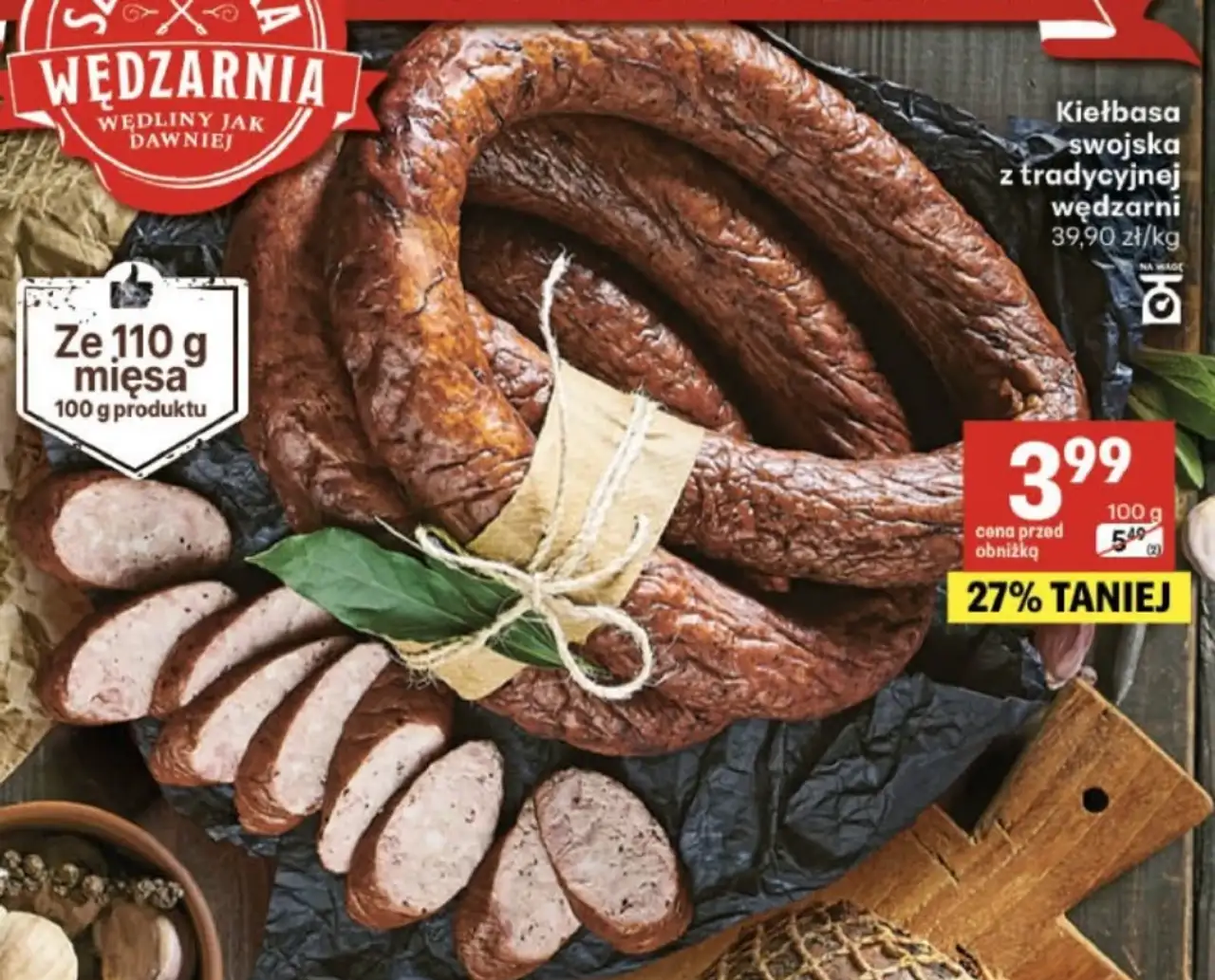 Kiełbasa swojska z tradycyjnej wędzarni Szlachecka Wędzarnia