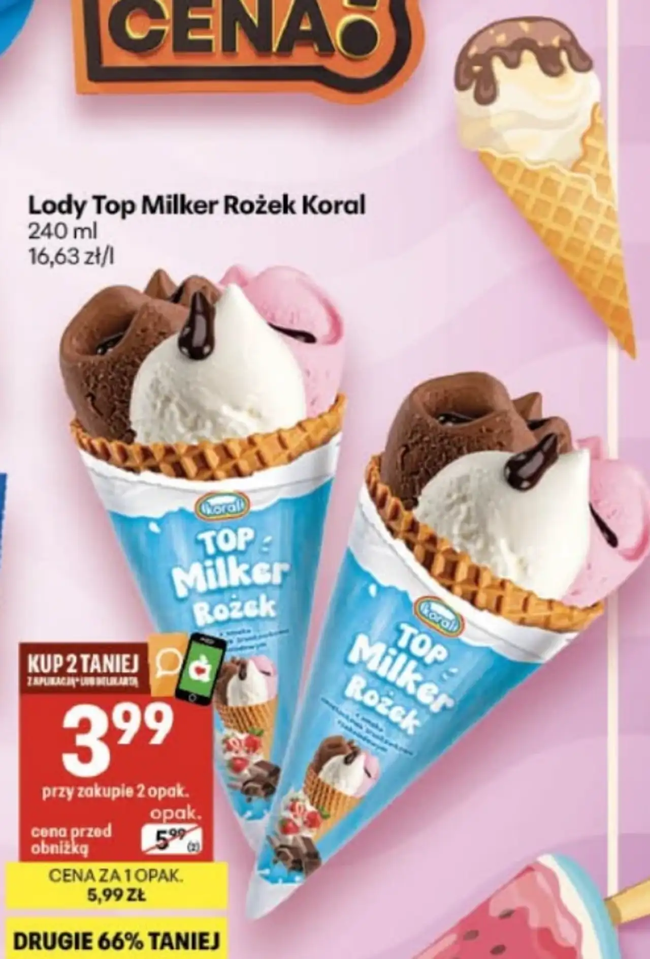 Lody Top Milker Rożek Koral