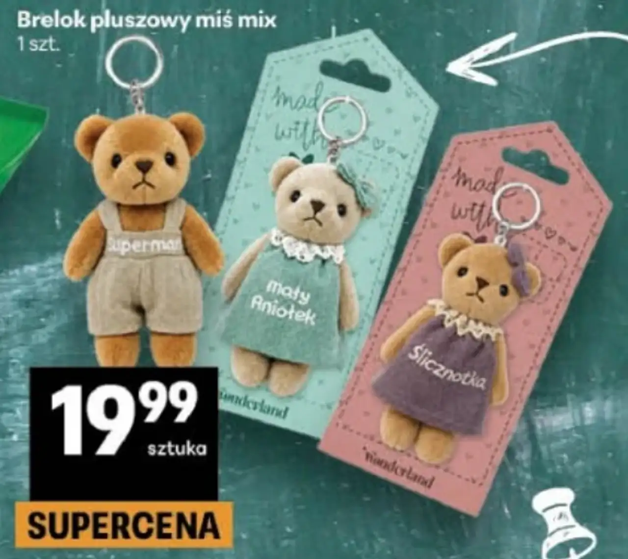 Brelok pluszowy miś mix