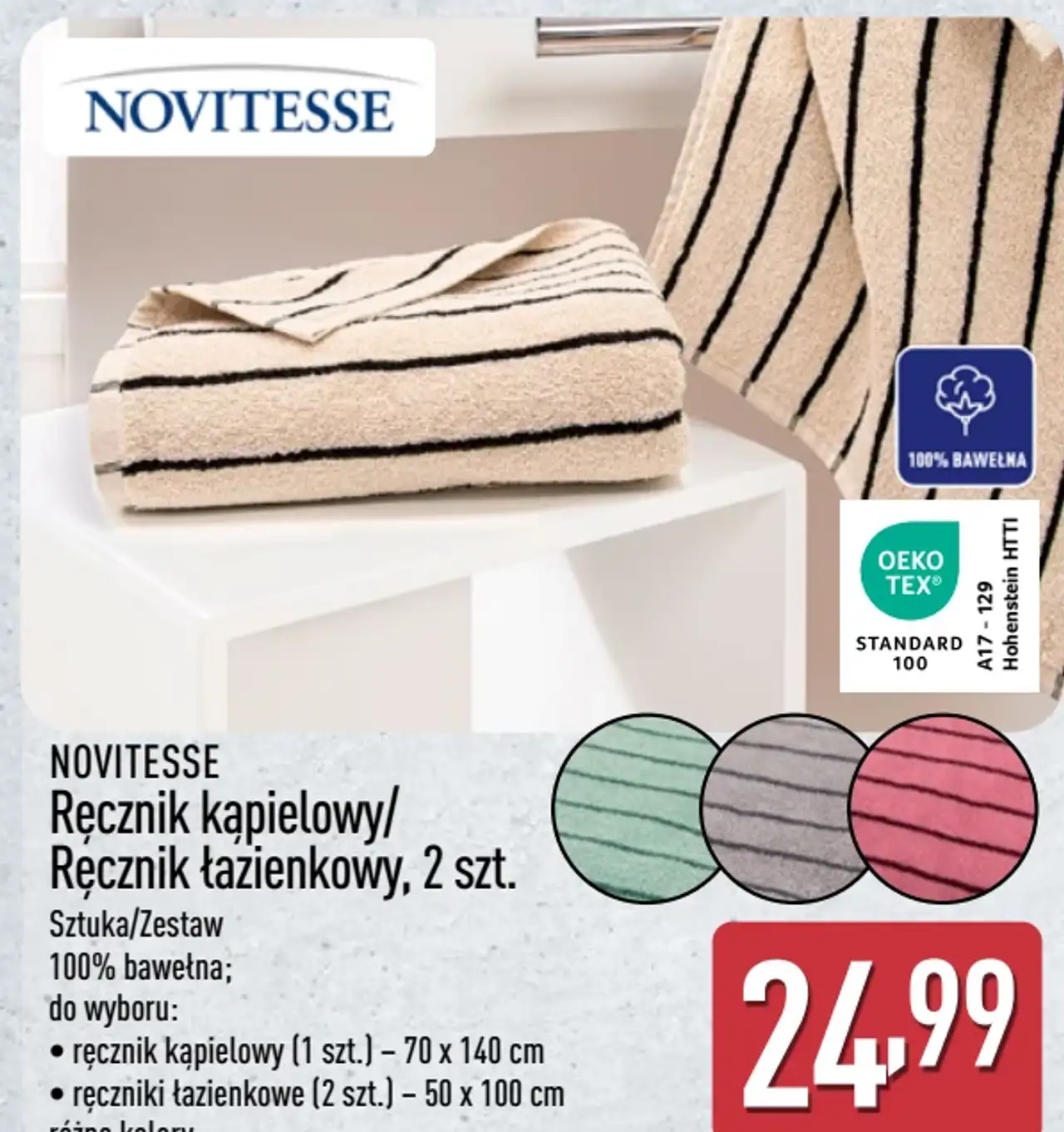 Ręcznik kąpielowy/Ręcznik łazienkowy, 2 szt. NOVITESSE