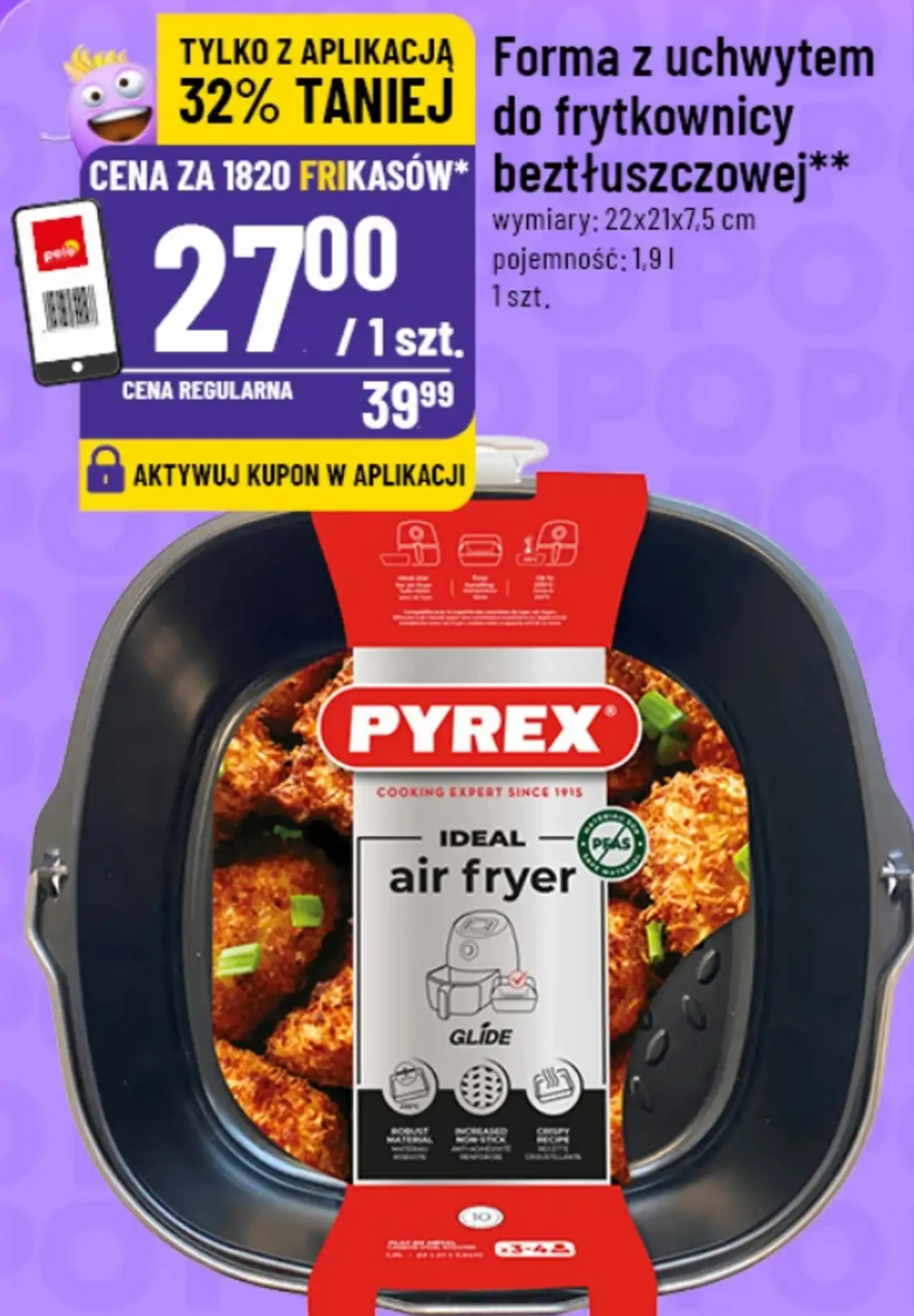 Pyrex Forma z uchwytem do frytkownicy beztłuszczowej