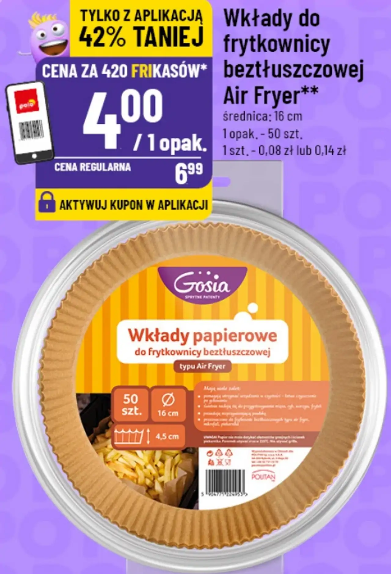 Wkłady do frytkownicy beztłuszczowej Air Fryer średnica 16 cm