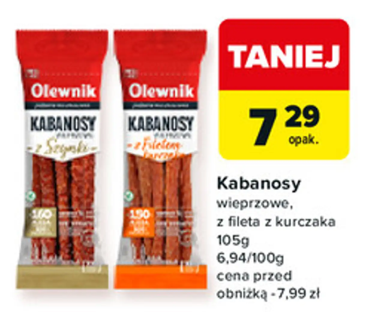 Olewnik Kabanosy wieprzowe, z fileta z kurczaka
