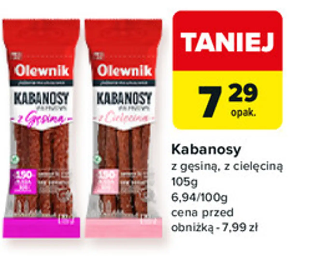 Olewnik Kabanosy z gęsiną, z cielęciną