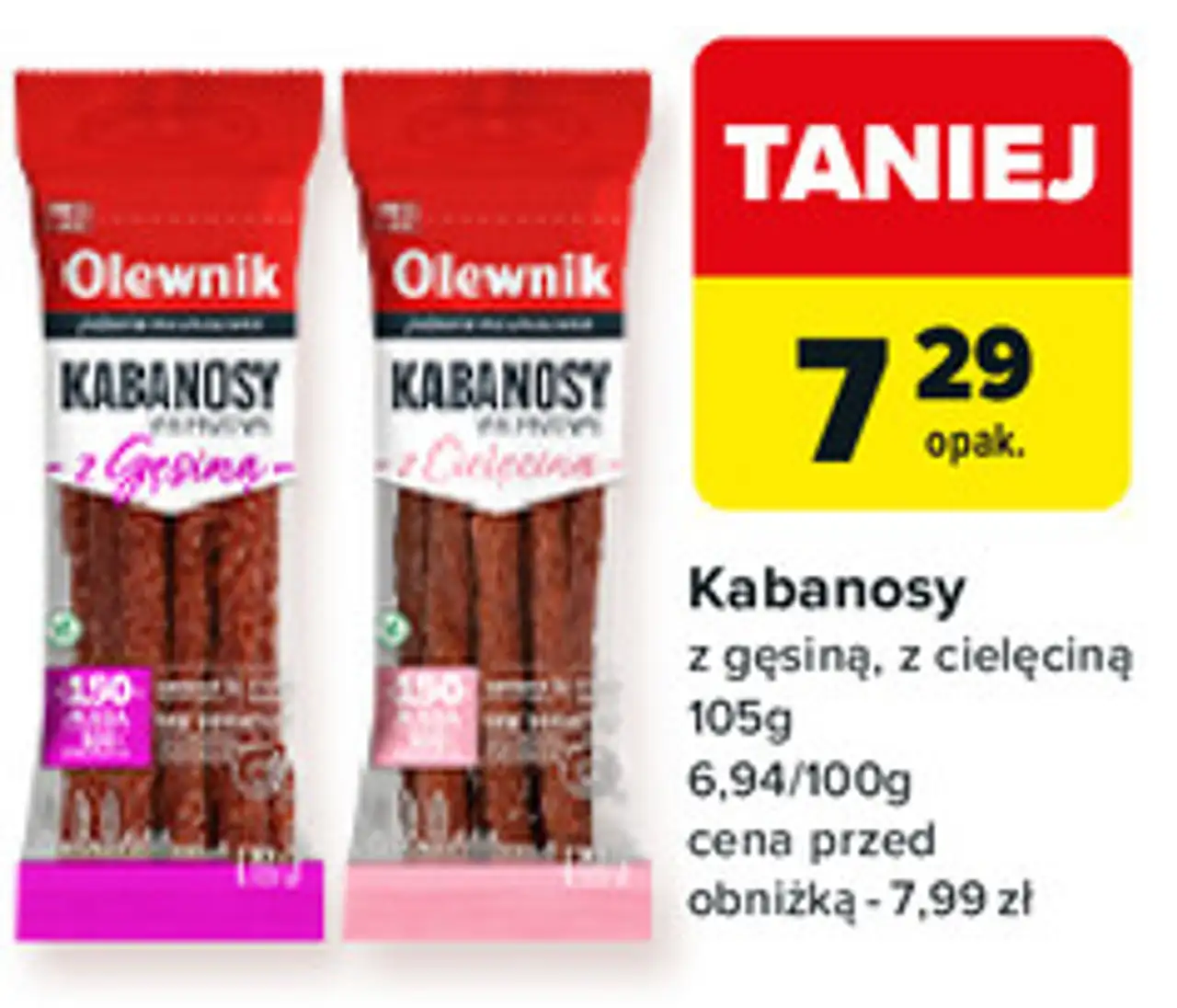 Olewnik Kabanosy z gęsiną, z cielęciną