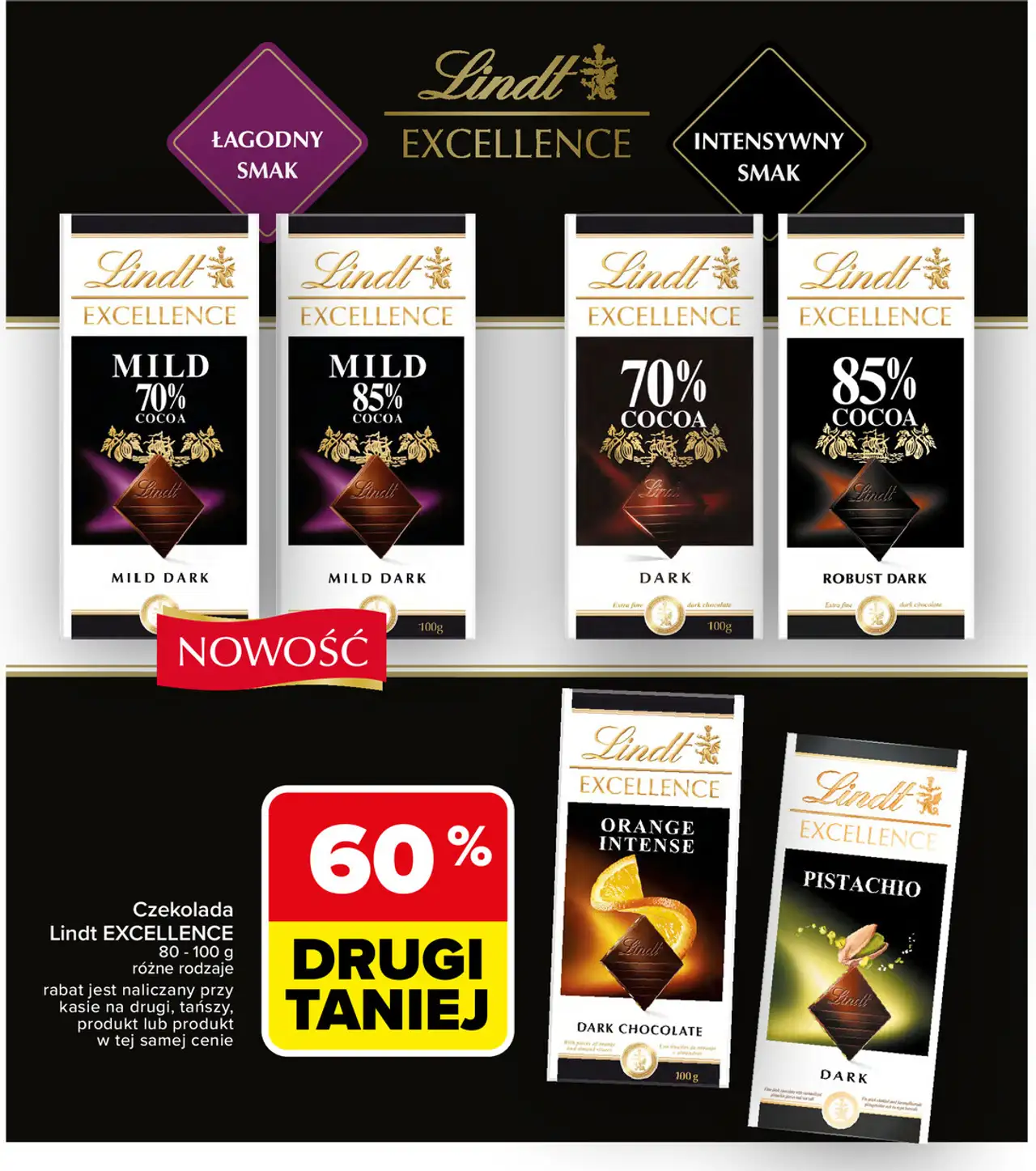 Czekolada Lindt EXCELLENCE, różne rodzaje