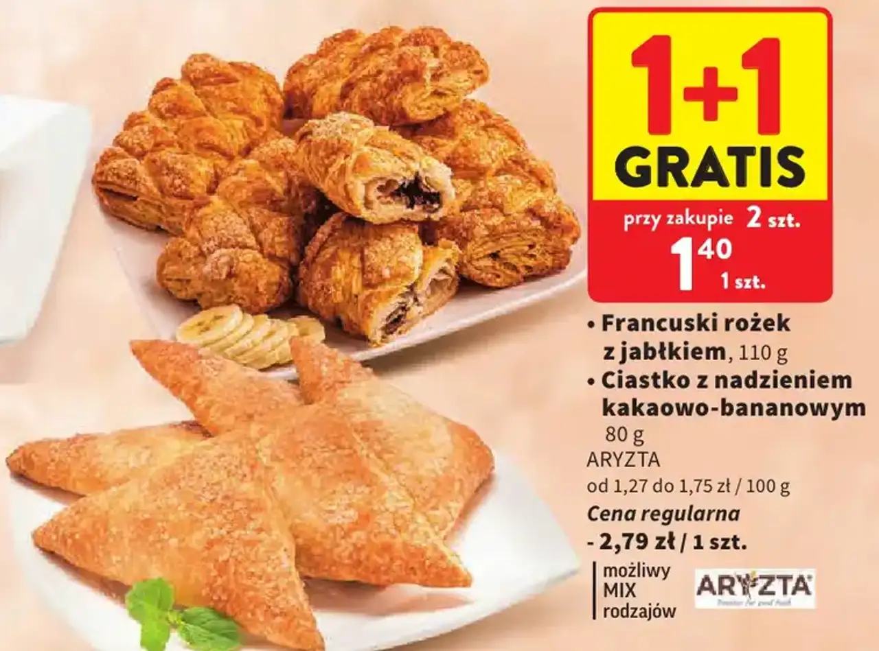 Francuski rożek z jabłkiem, Ciastko z nadzieniem kakaowo-bananowym Aryzta