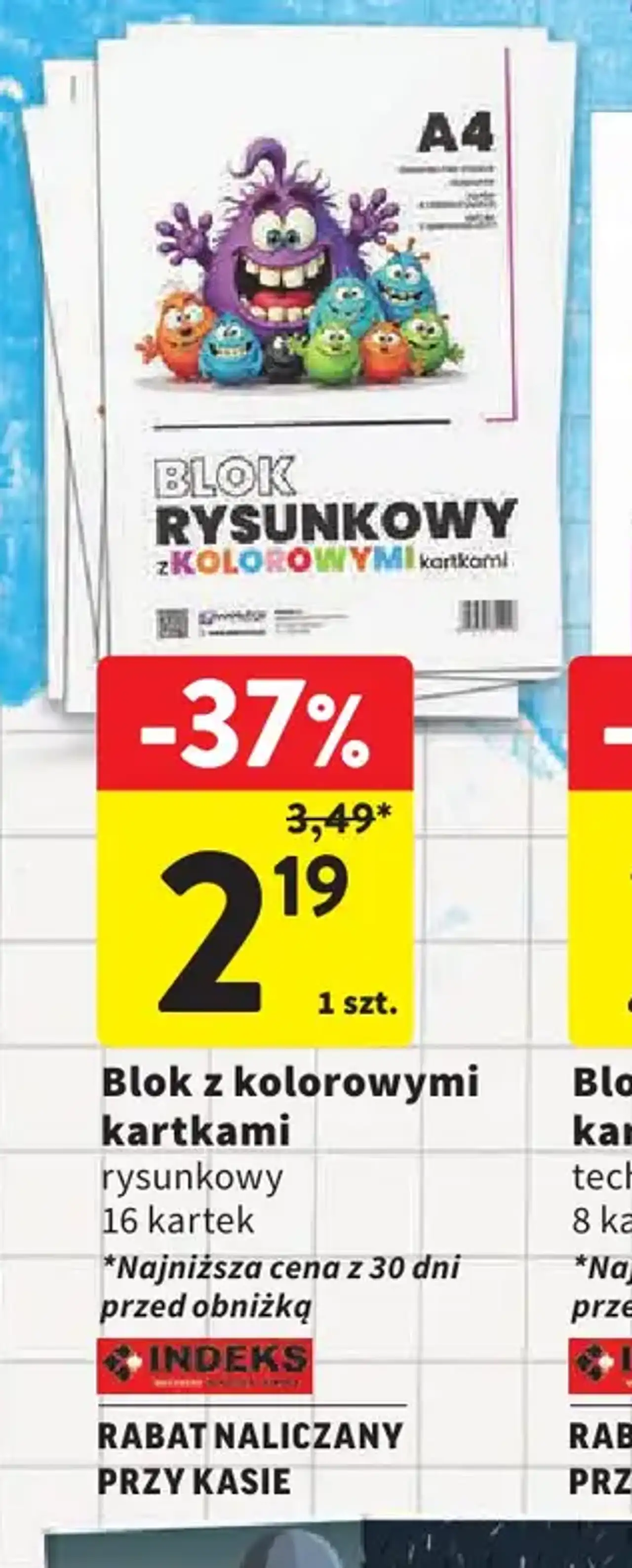 Blok rysunkowy z kolorowymi kartkami INDEKS